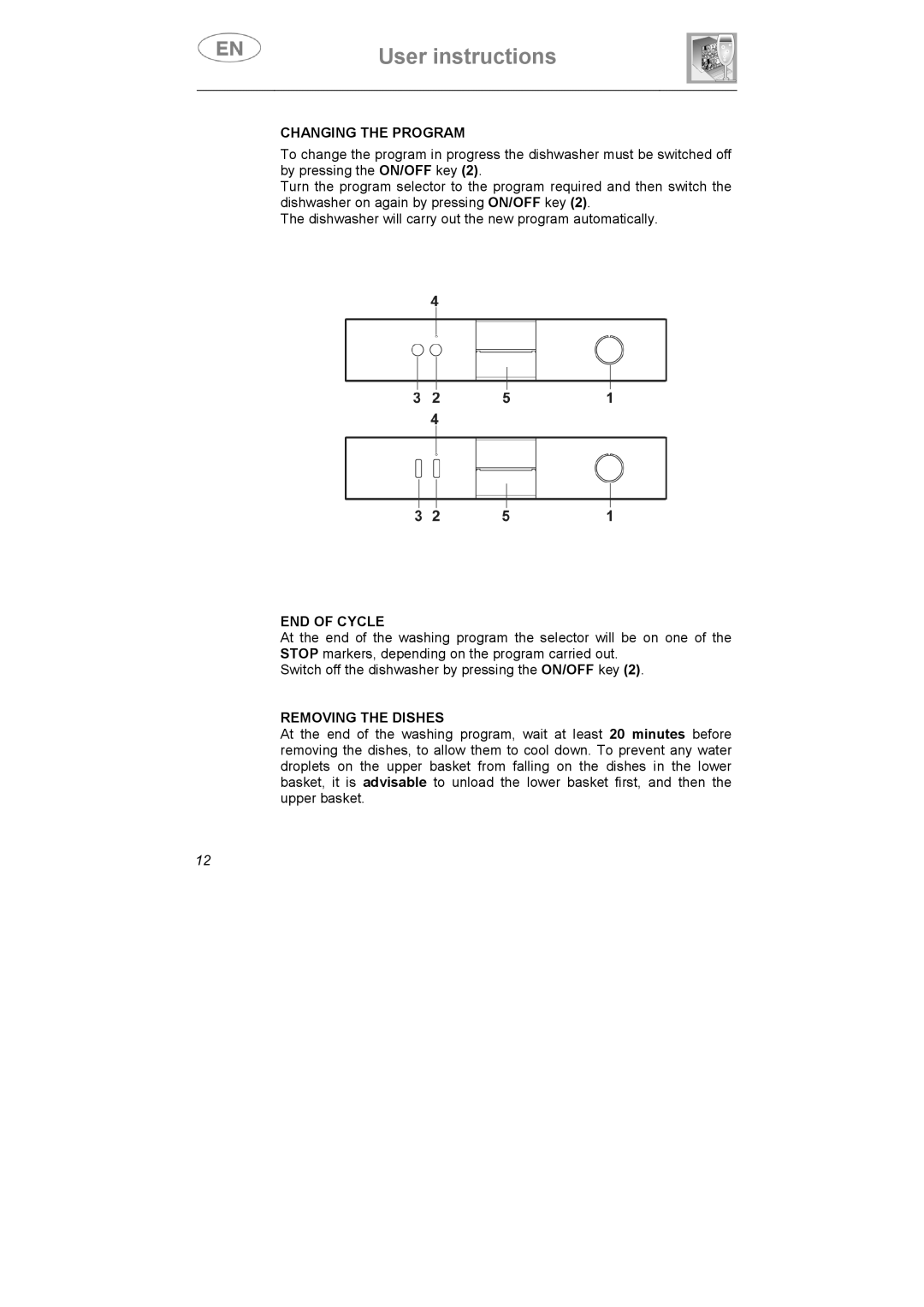 Smeg CA01-4, CA01-5, CA01S manual Changing the Program, END of Cycle, Removing the Dishes 