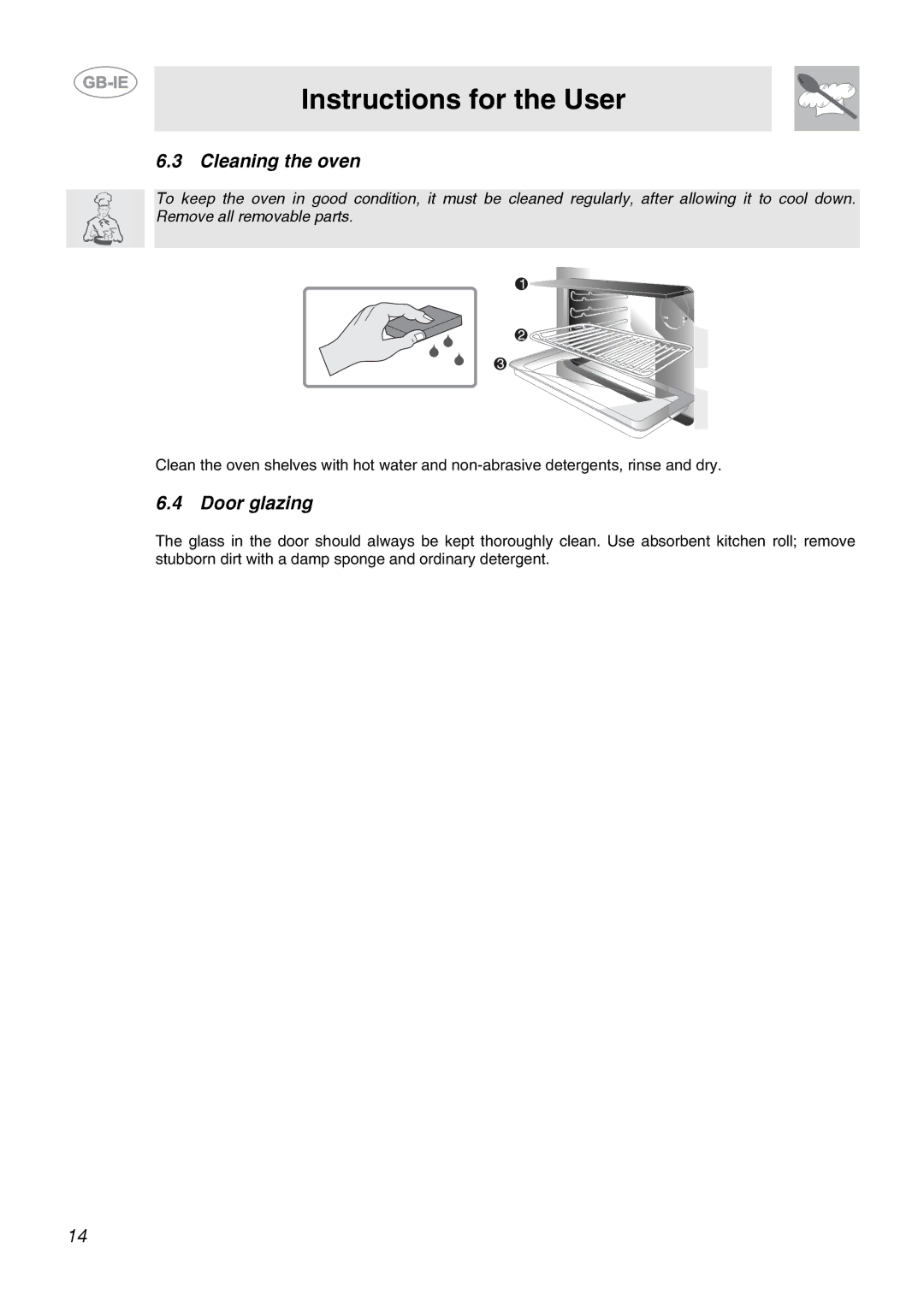 Smeg CB66CES1 manual Cleaning the oven, Door glazing 