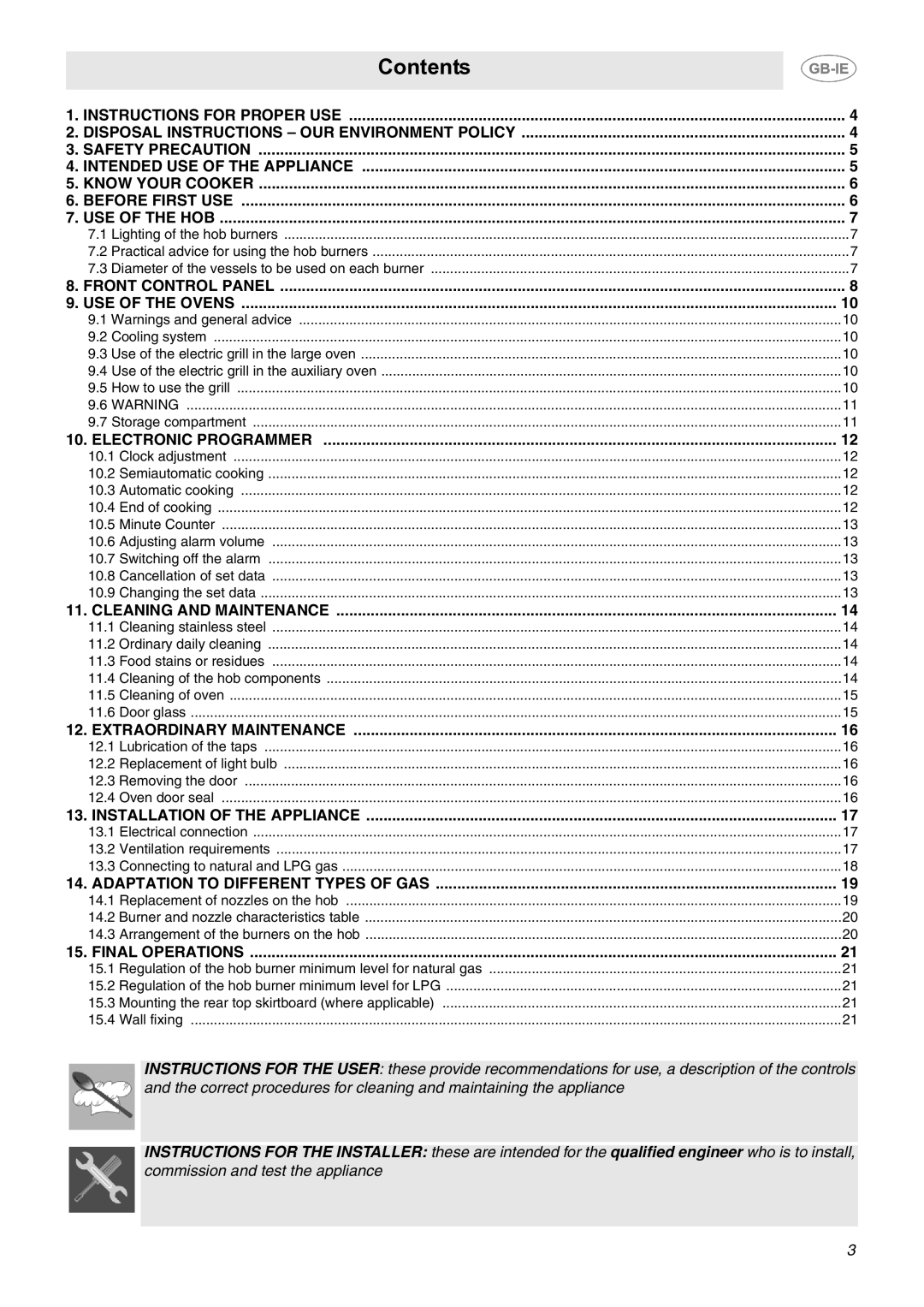 Smeg CC92MFX6, CC92MFX5 manual Contents 