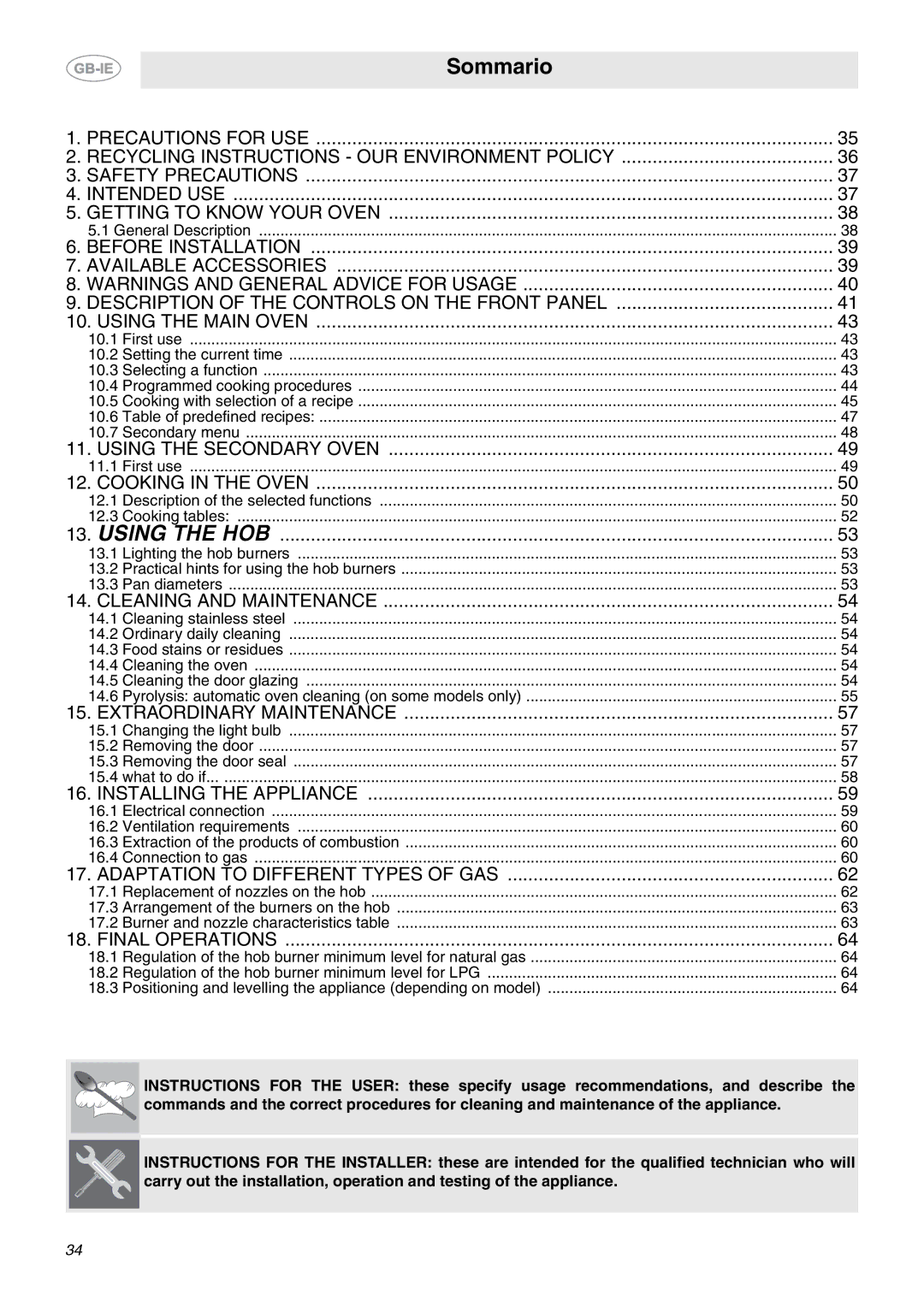 Smeg CE92GPX manual Sommario 