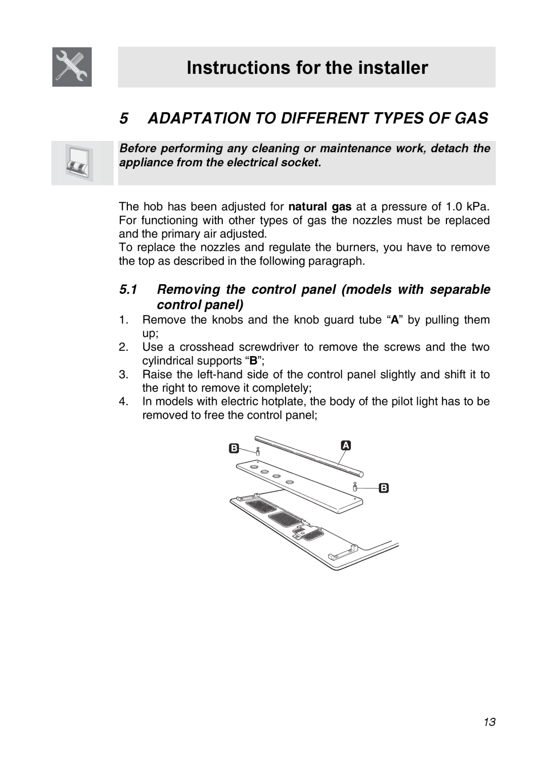 Smeg CIR34XS manual Adaptation to Different Types of GAS 