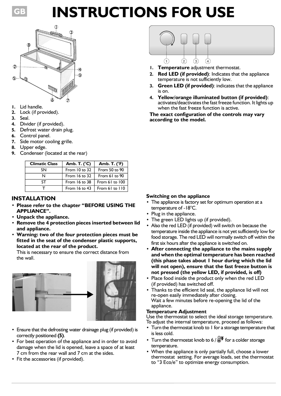 Smeg CO400, CO300 manual Installation, Temperature Adjustment 