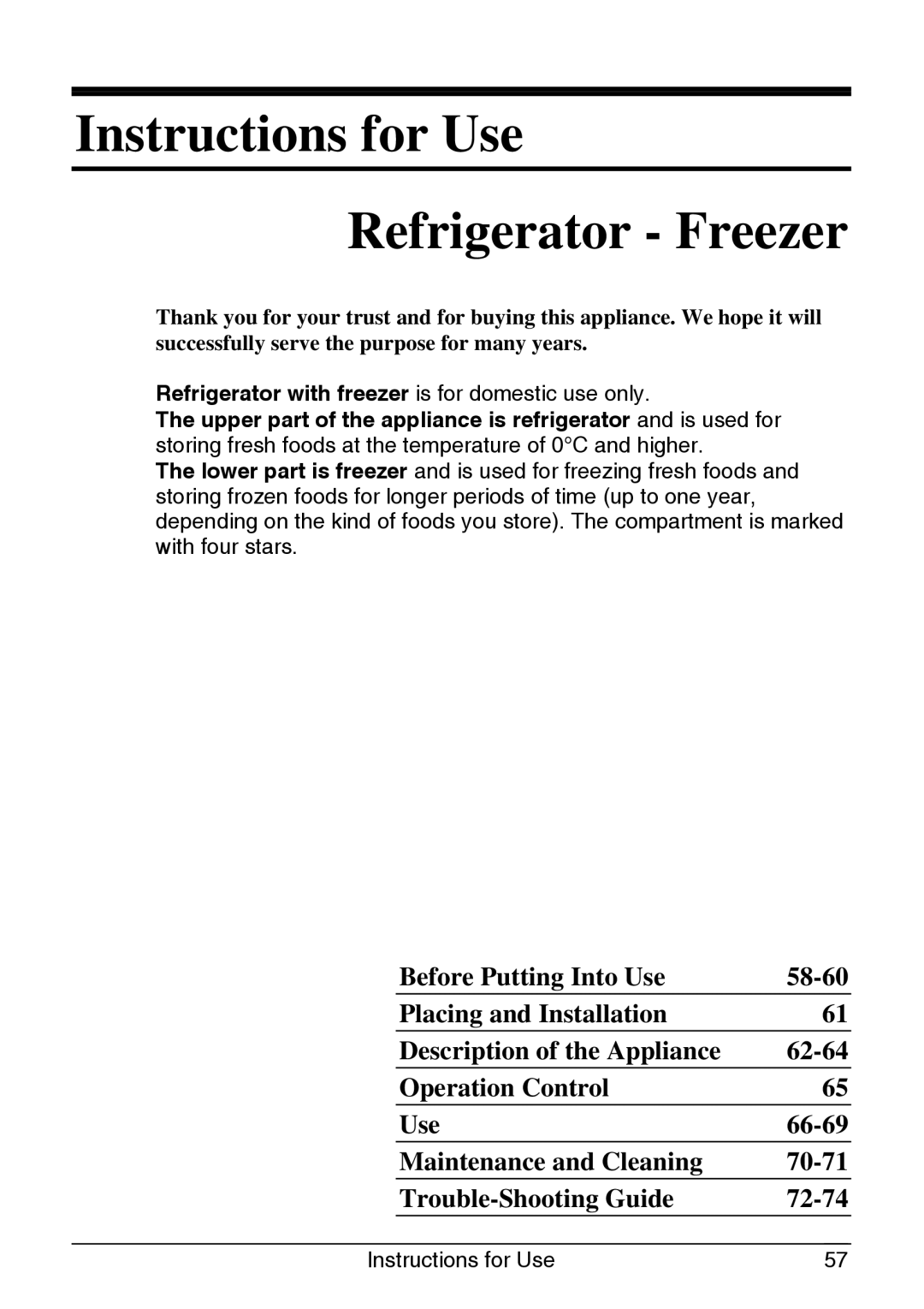 Smeg CR320A manual Instructions for Use Refrigerator Freezer 