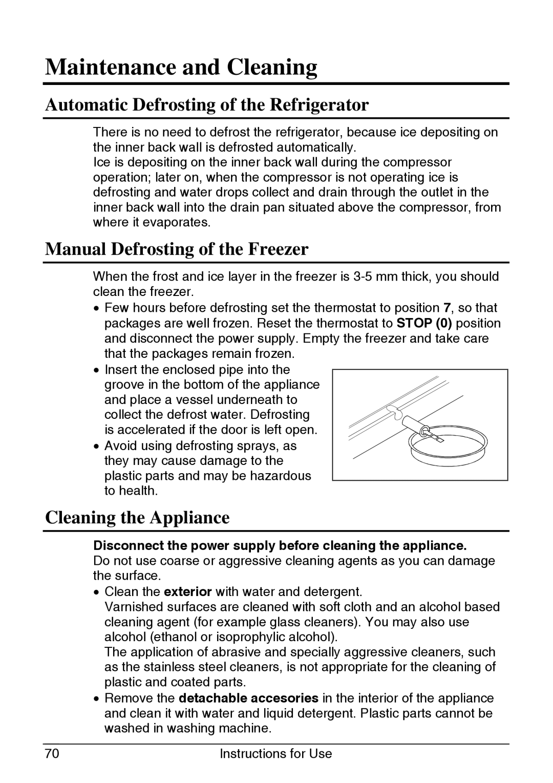 Smeg CR320A manual Maintenance and Cleaning, Automatic Defrosting of the Refrigerator, Manual Defrosting of the Freezer 