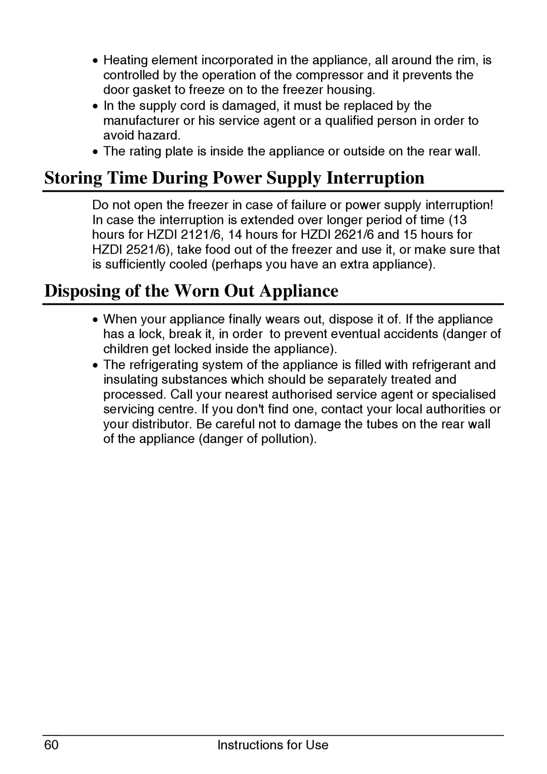 Smeg CR320A manual Storing Time During Power Supply Interruption, Disposing of the Worn Out Appliance 