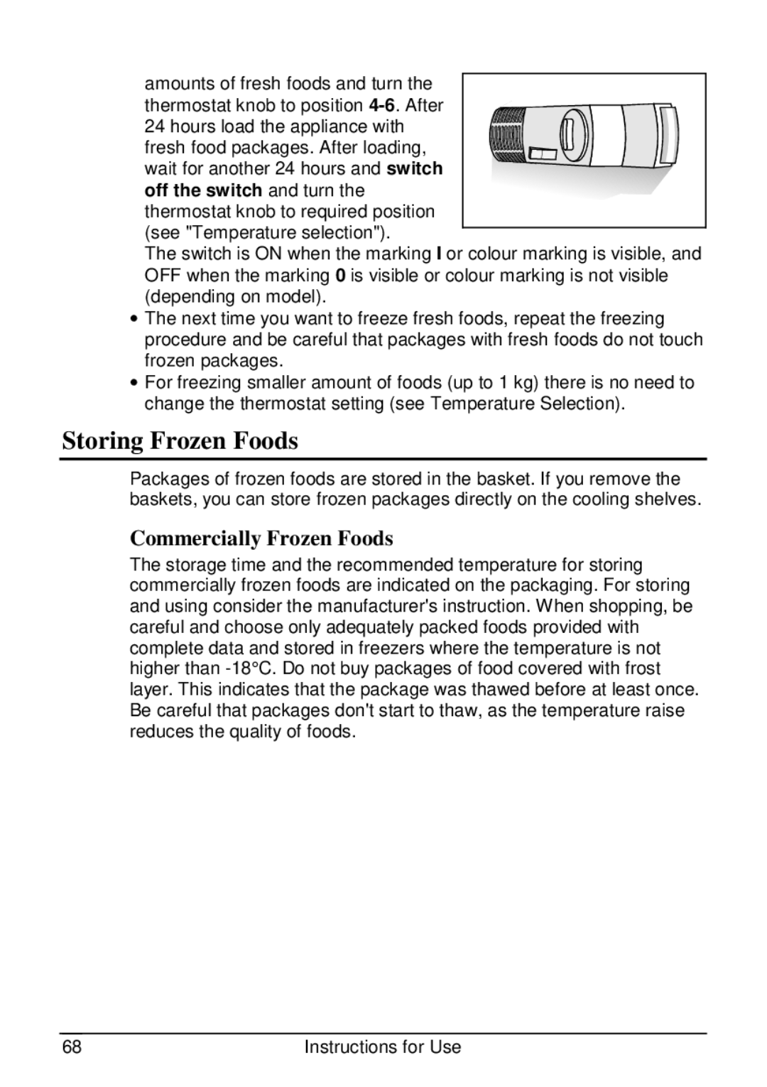 Smeg CR320ASX manual Storing Frozen Foods, Commercially Frozen Foods 