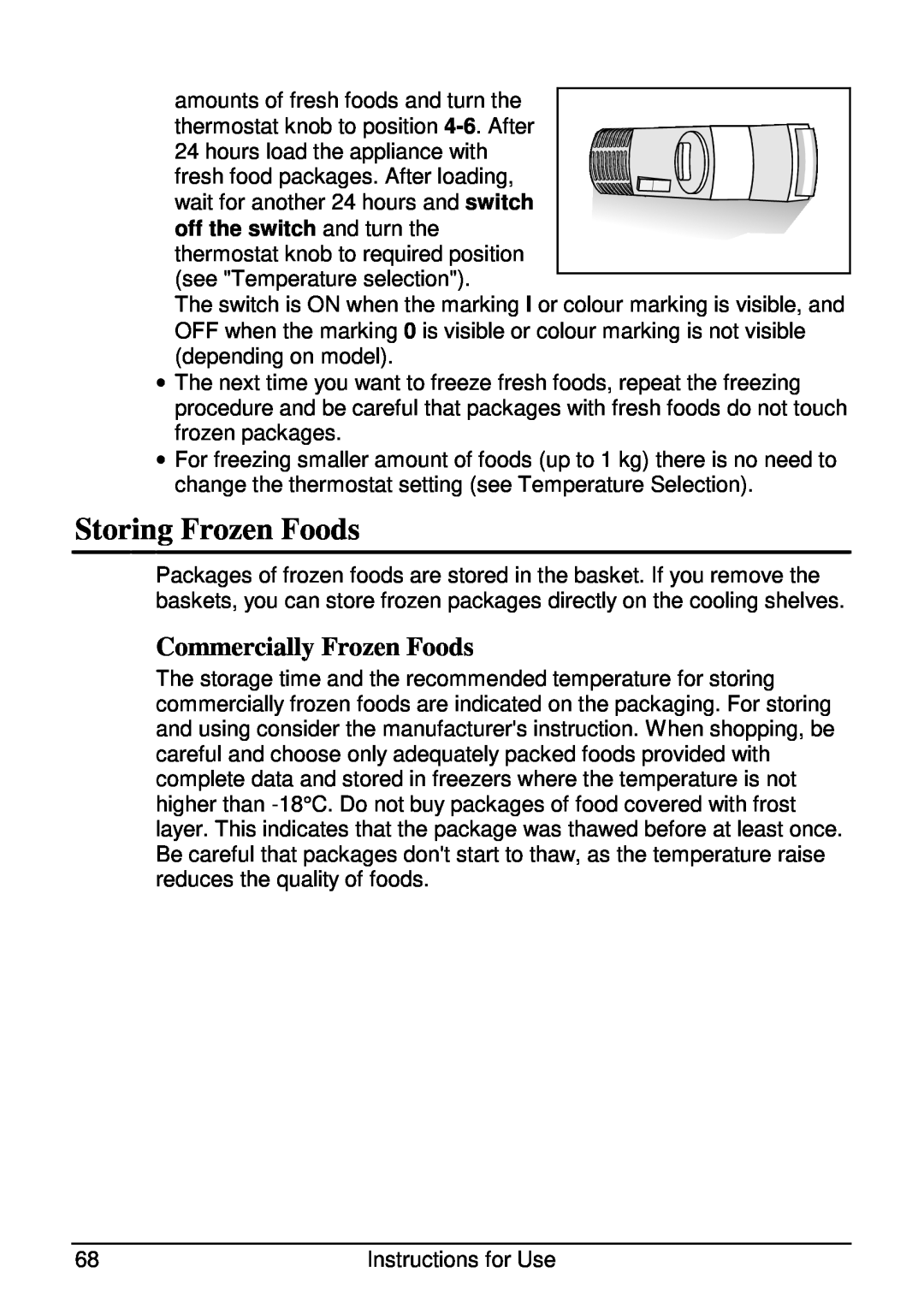 Smeg CR320ASX manual Storing Frozen Foods, Commercially Frozen Foods 