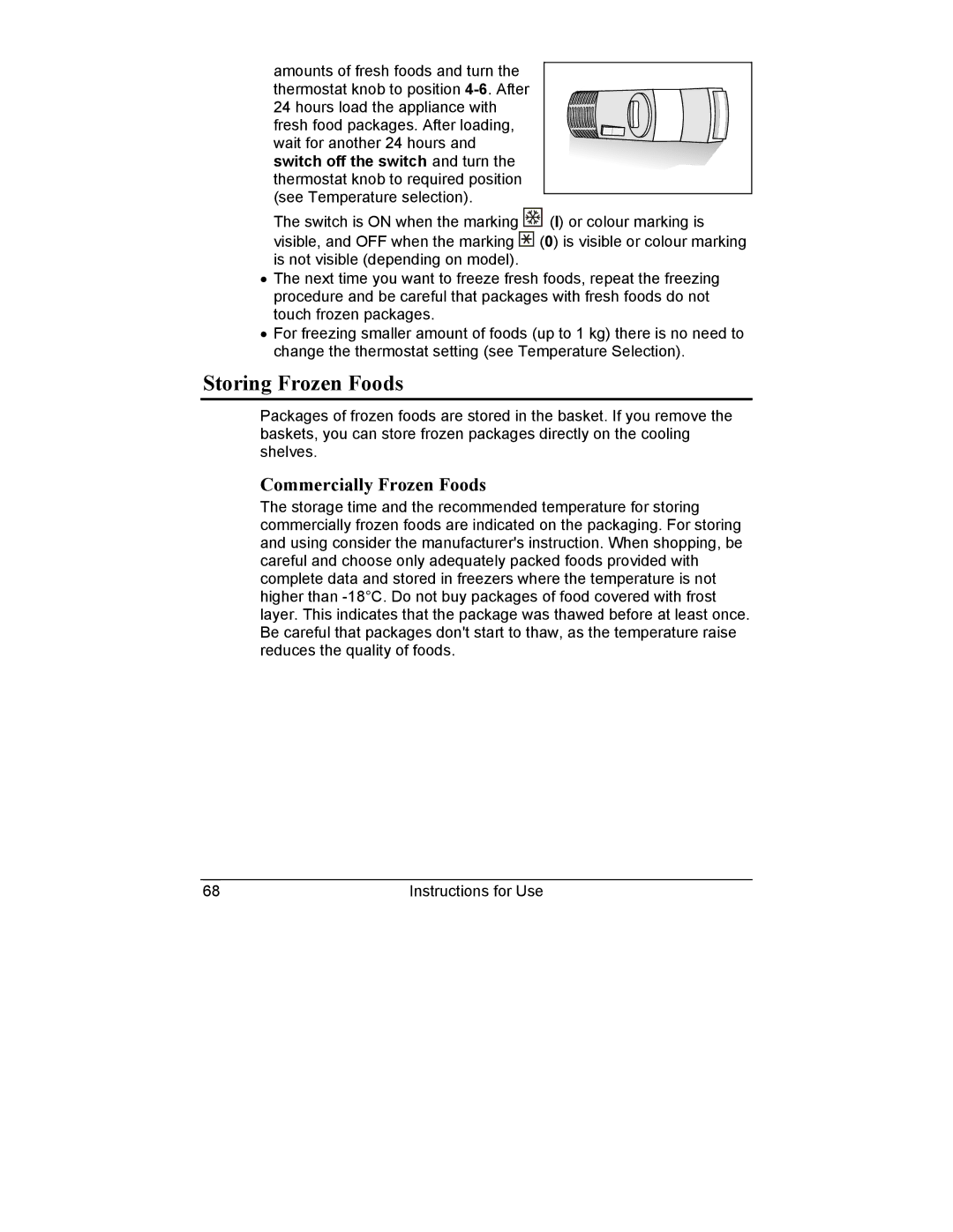 Smeg CR321A manual Storing Frozen Foods, Commercially Frozen Foods 