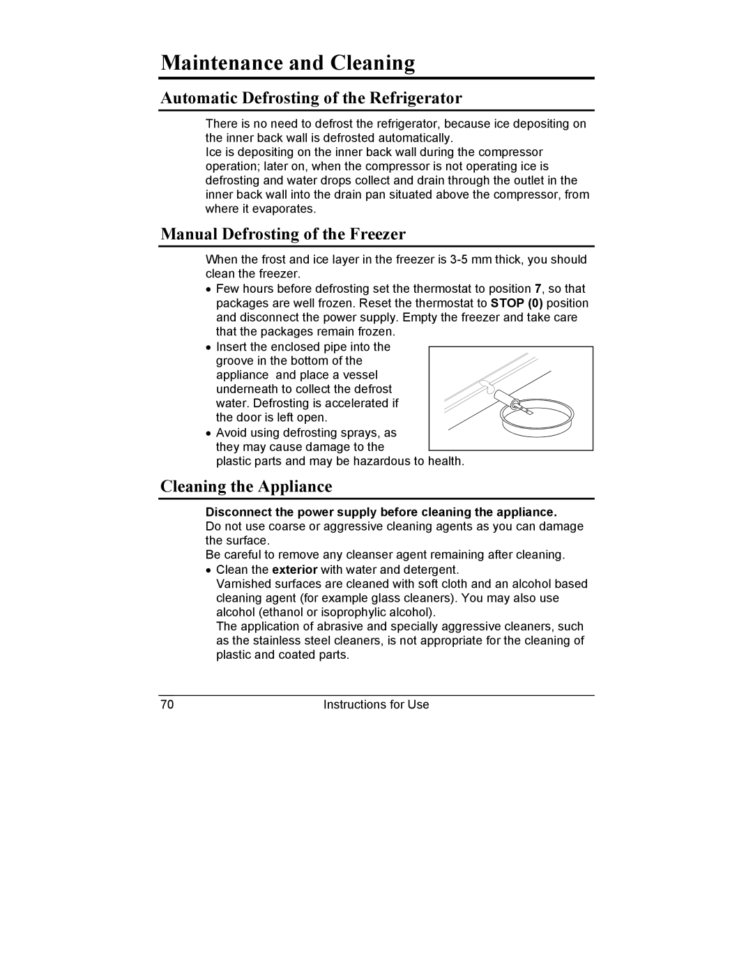 Smeg CR321A manual Maintenance and Cleaning, Automatic Defrosting of the Refrigerator, Manual Defrosting of the Freezer 