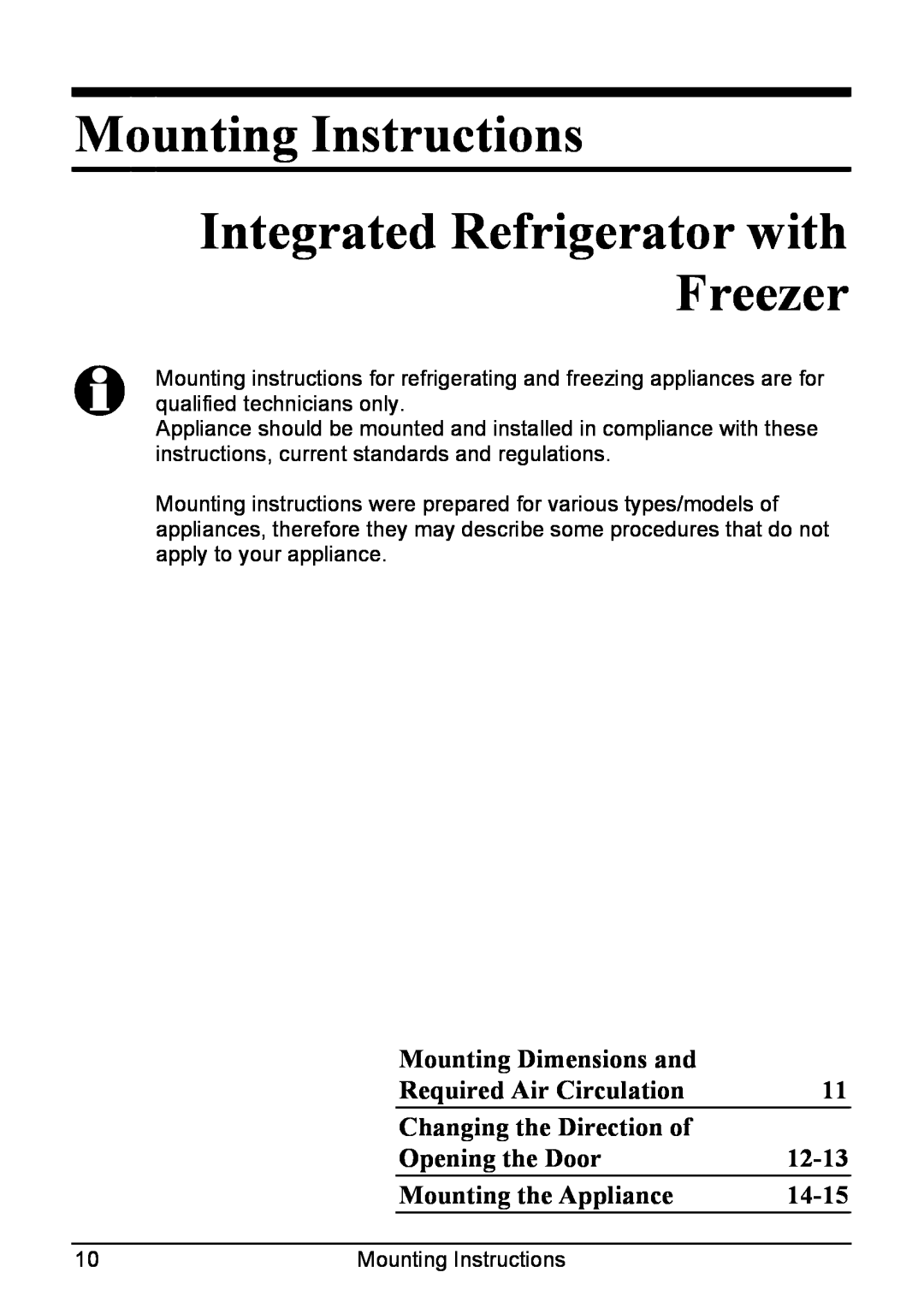 Smeg CR321A Mounting Instructions Integrated Refrigerator with Freezer, Mounting Dimensions and, Required Air Circulation 
