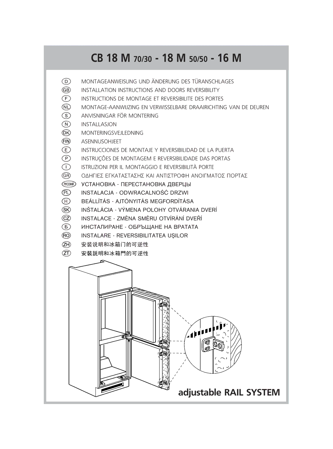 Smeg CR324A manual CB 18 M 70/30 18 M 50/50 16 M 