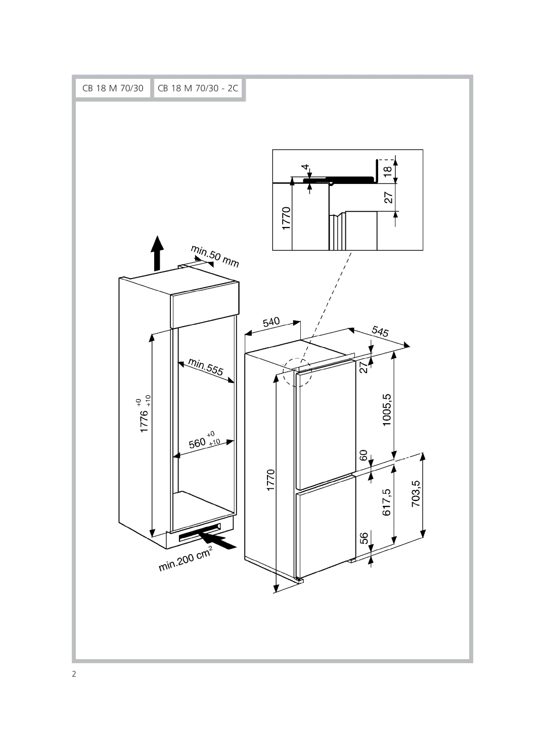 Smeg CR324A manual CB 18 M 70/30 CB 18 M 70/30 2C 