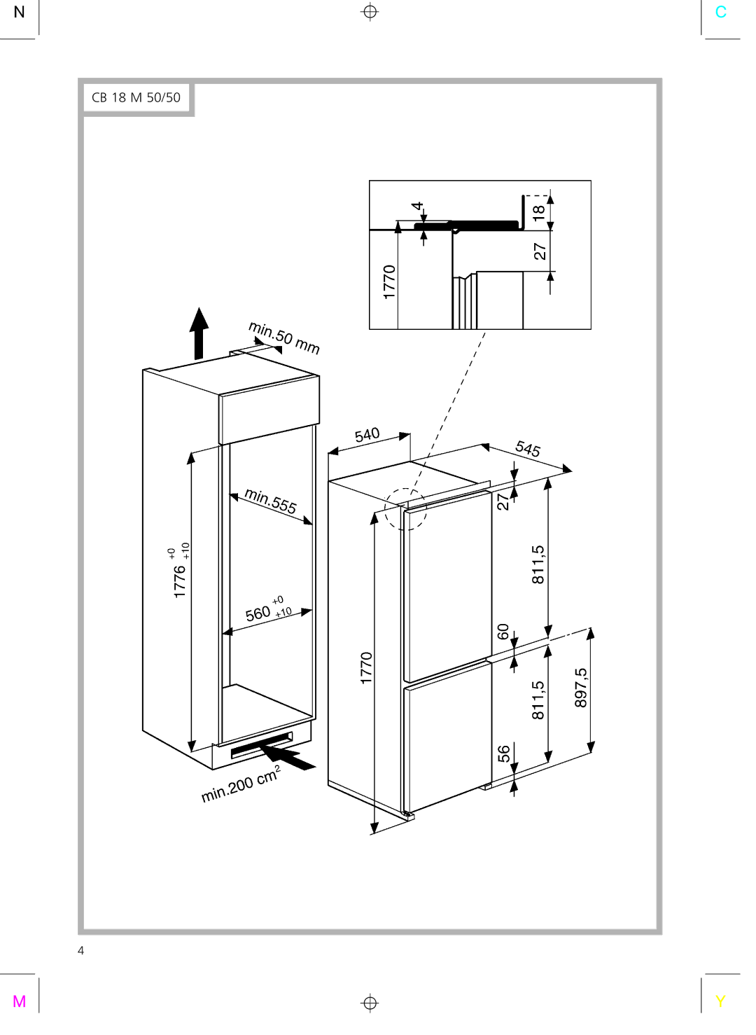 Smeg CR325A installation instructions CB 18 M 50/50 