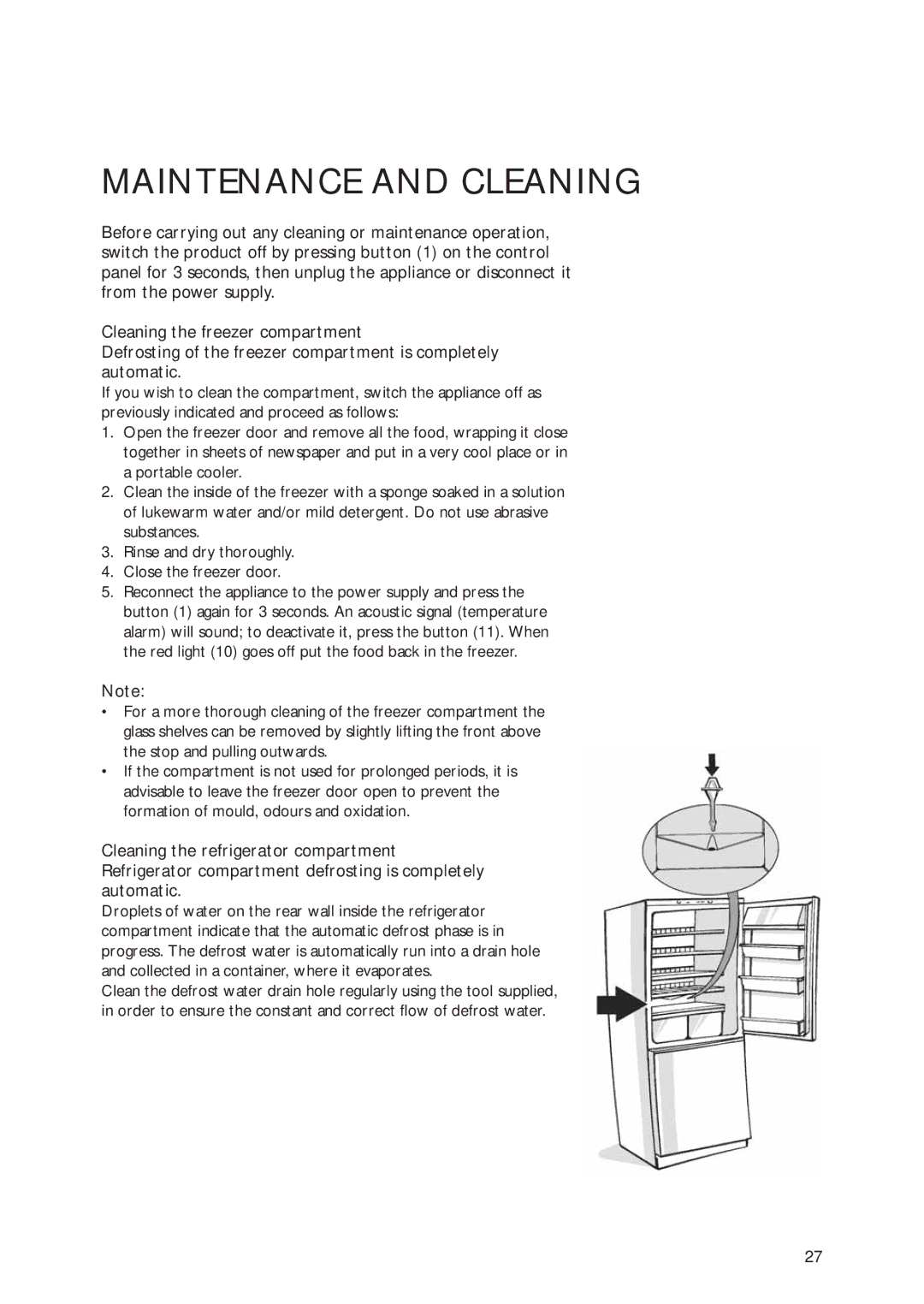 Smeg CR325ANF manual Maintenance and Cleaning 