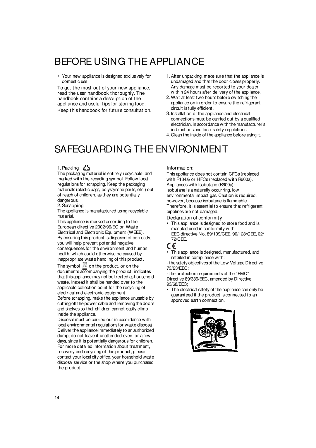 Smeg CR327AV1 manual Before Using the Appliance, Safeguarding the Environment 