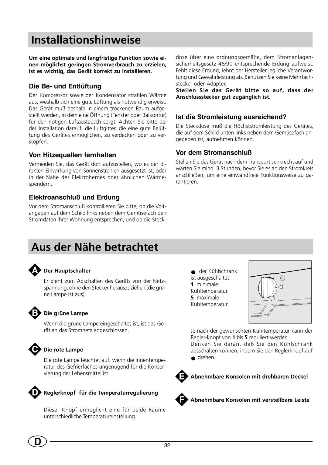 Smeg CR330SE1 manual Installationshinweise, Aus der Nähe betrachtet 