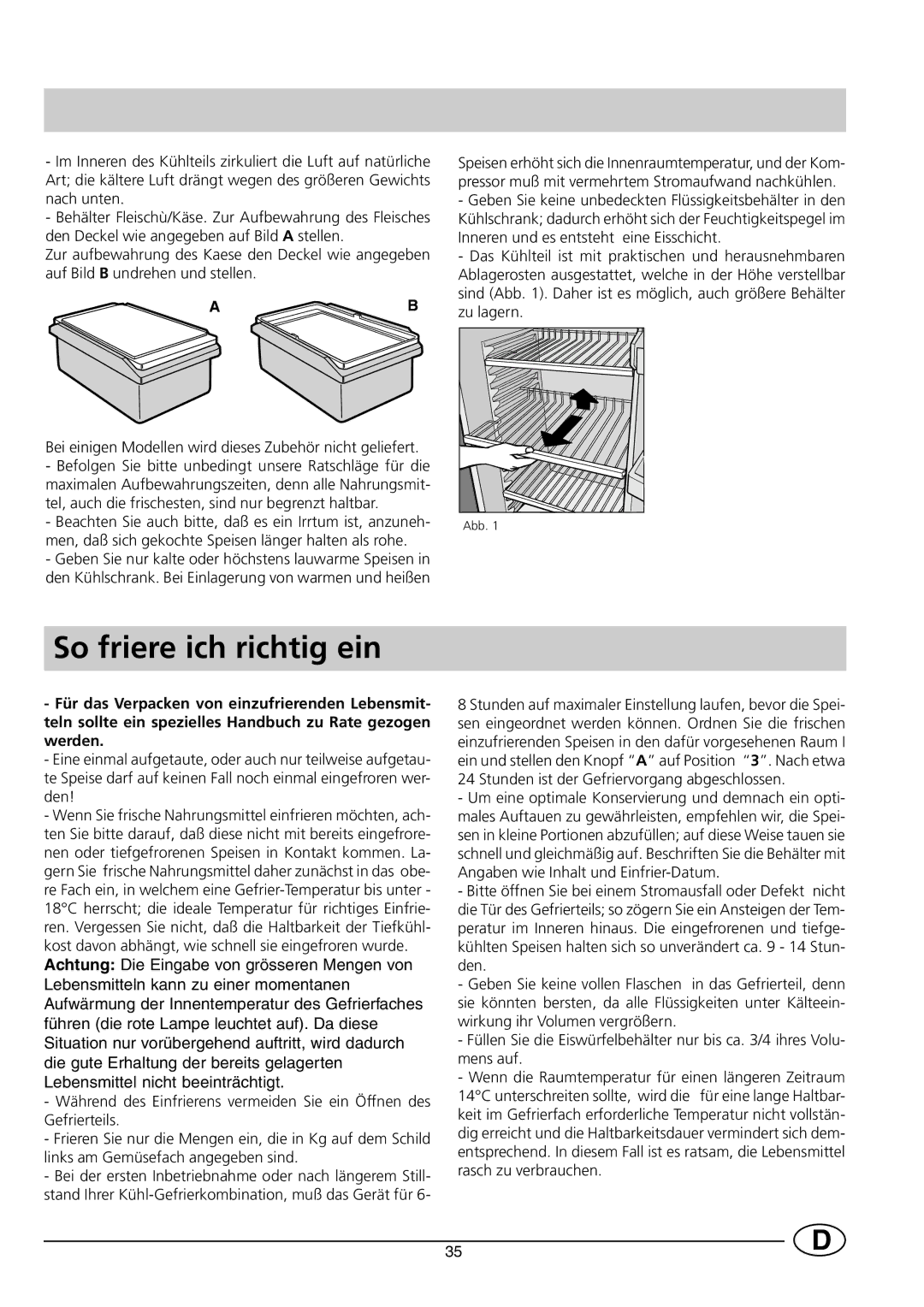 Smeg CR330SE1 manual So friere ich richtig ein 