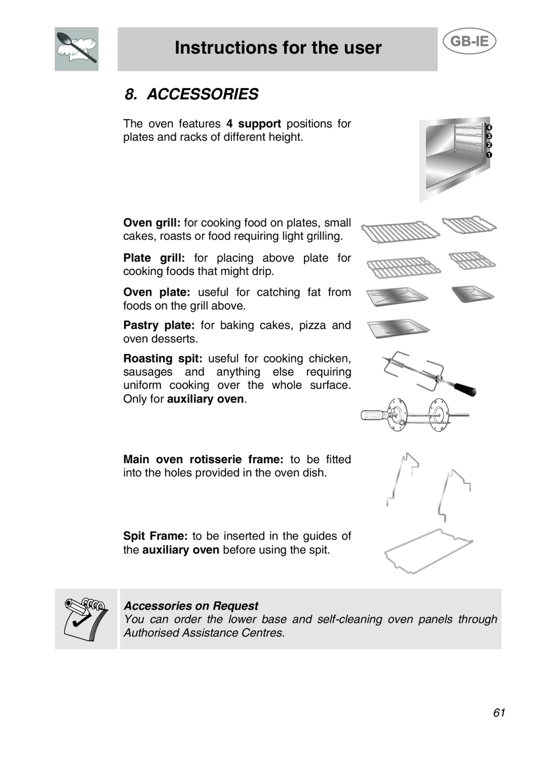 Smeg CS120A-6, CS120-6 manual Accessories on Request 