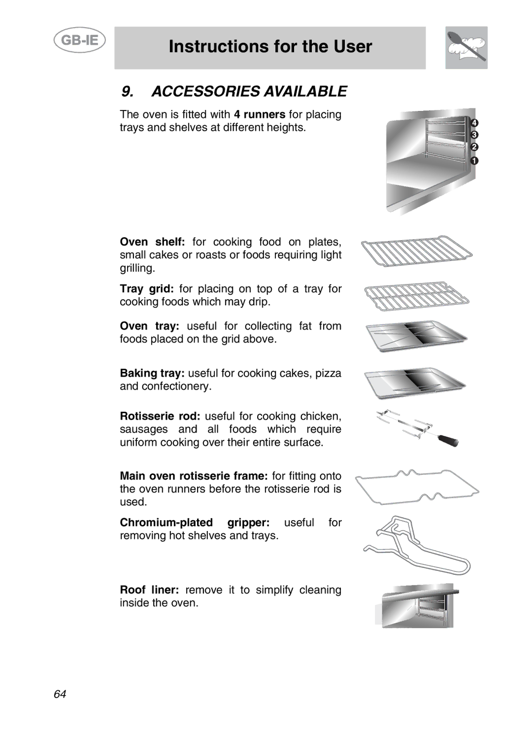 Smeg CS122-6 manual Accessories Available 