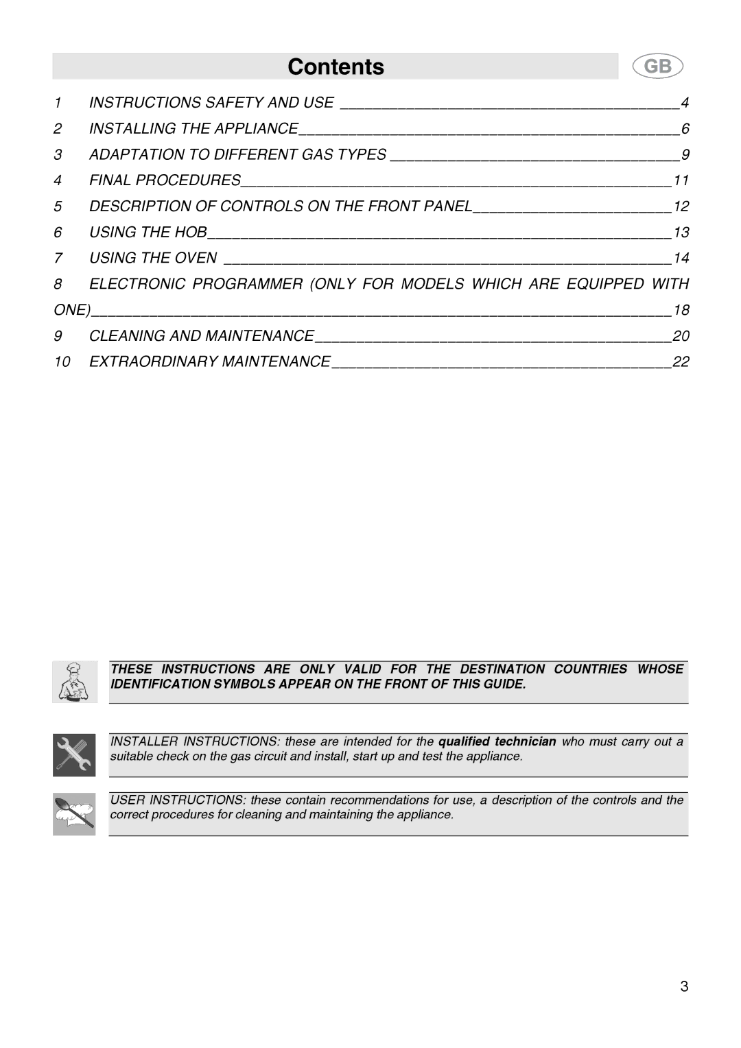 Smeg CS15-5 manual Contents 