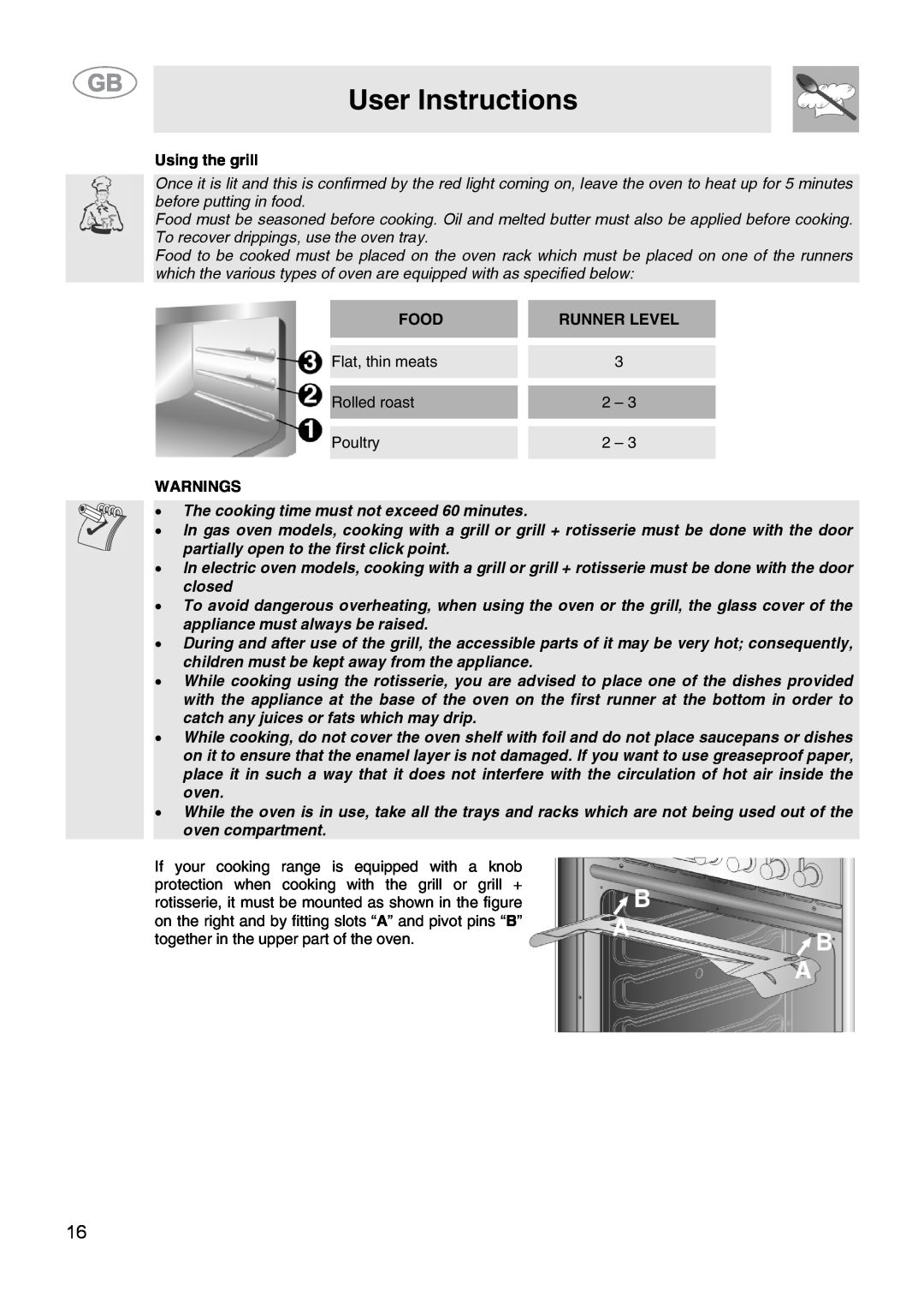 Smeg CS15-5 manual User Instructions, The cooking time must not exceed 60 minutes 