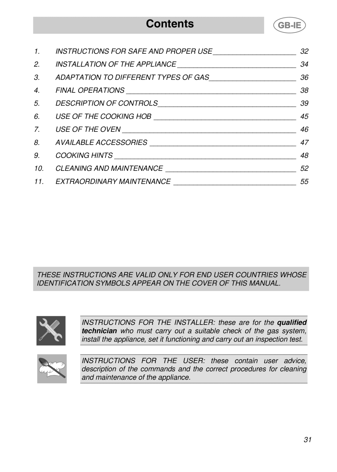 Smeg CS71-5 manual Contents 