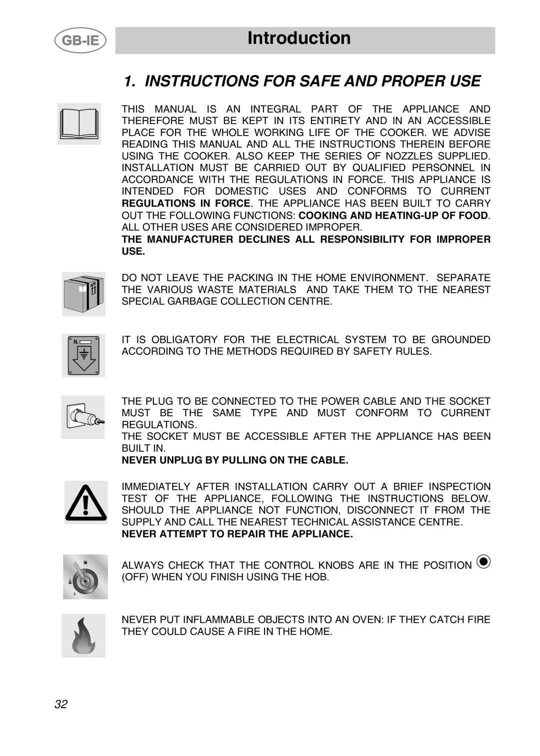 Smeg CS71-5 manual Introduction, Instructions For Safe And Proper Use, Never Unplug By Pulling On The Cable 