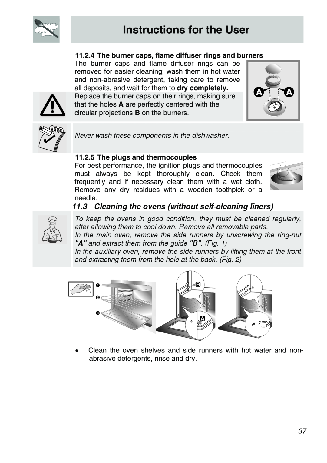 Smeg CSA150X-6 manual The plugs and thermocouples, Instructions for the User 