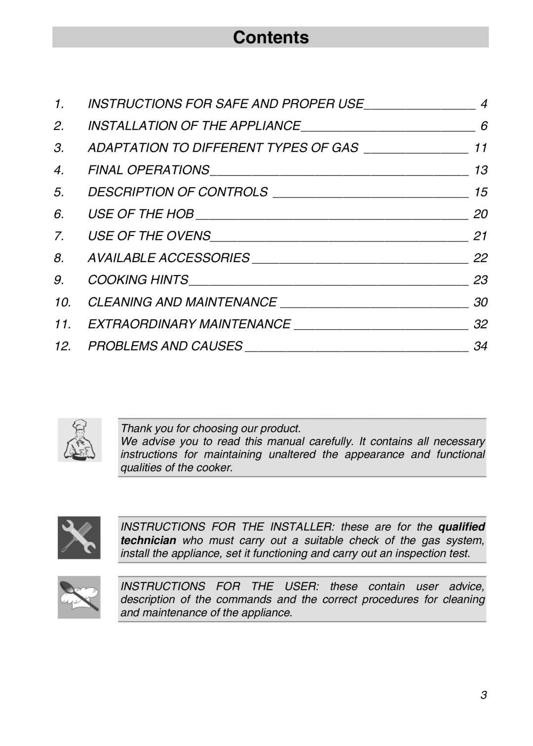 Smeg CSA19ID-6 manual Contents 