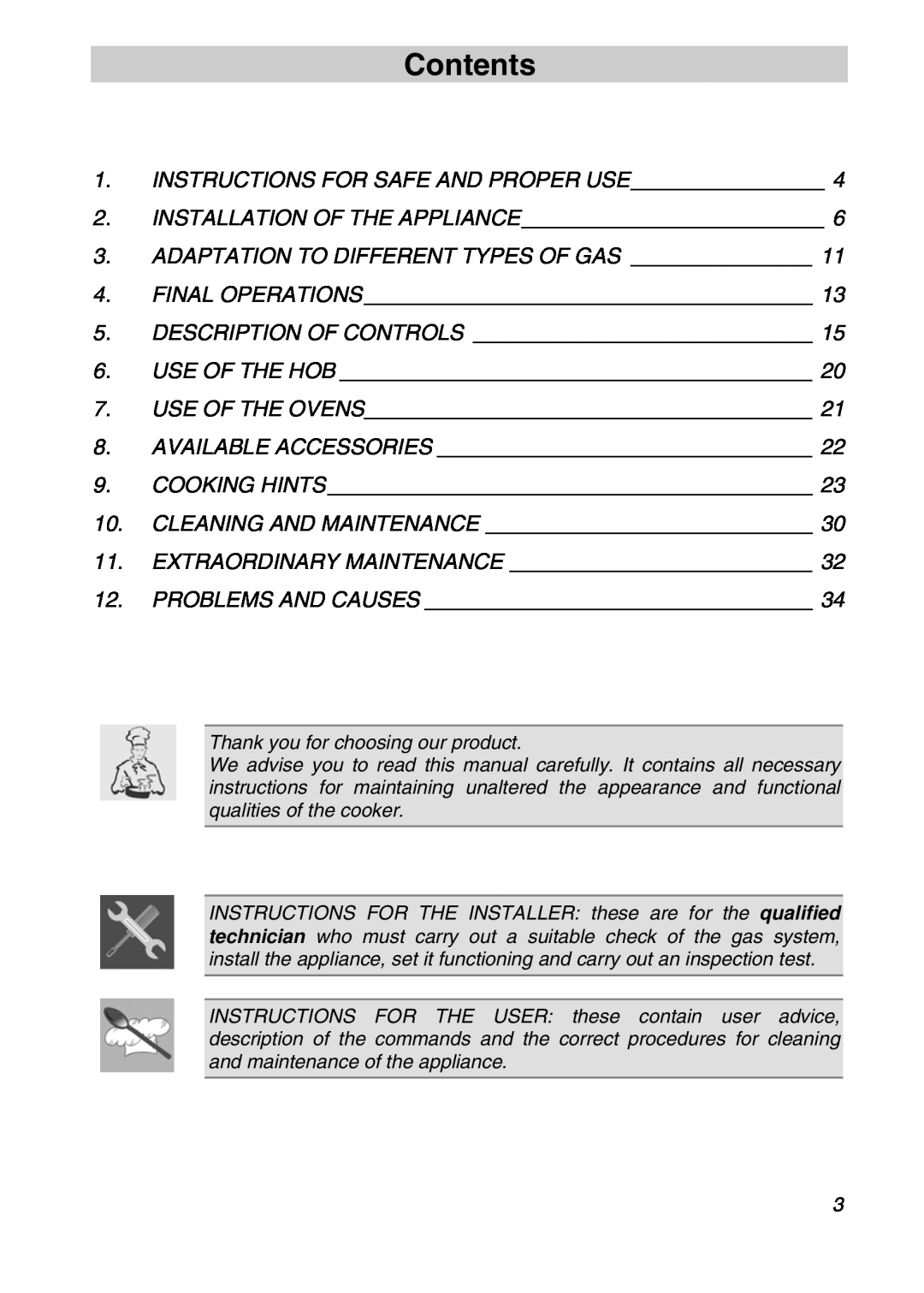Smeg CSA19ID-6 manual Contents 