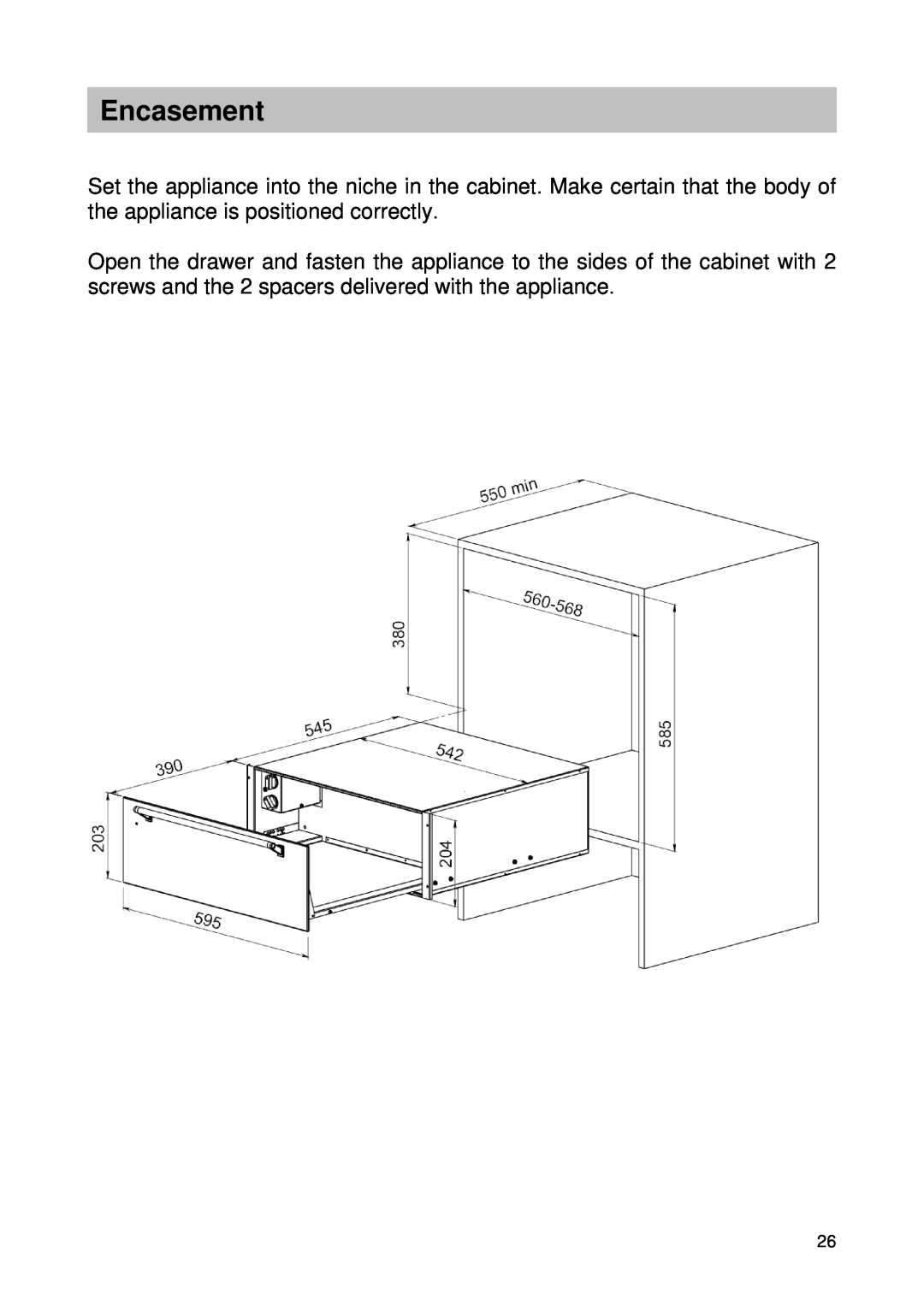 Smeg CTSC21X manual Encasement 
