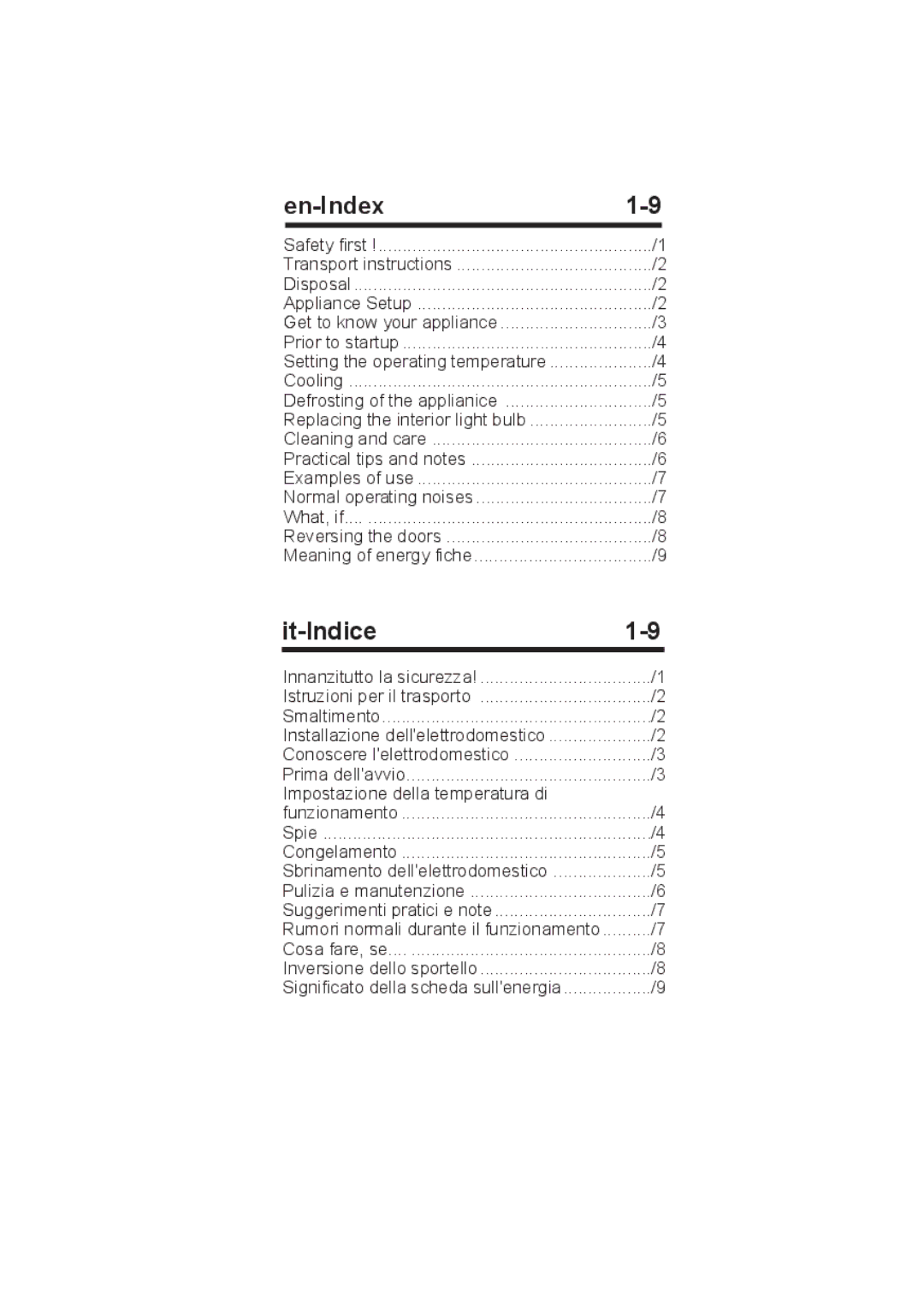 Smeg CV 270 AP instruction manual En-Index 