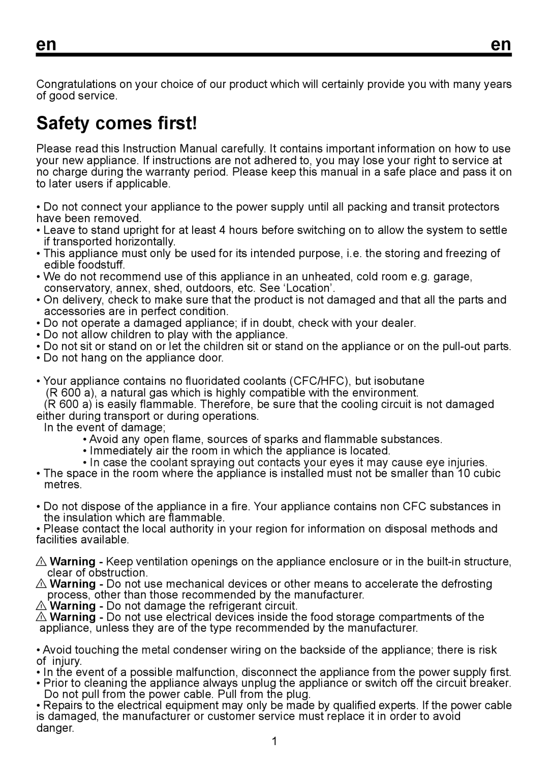 Smeg CV 270 AP instruction manual Safety comes first 