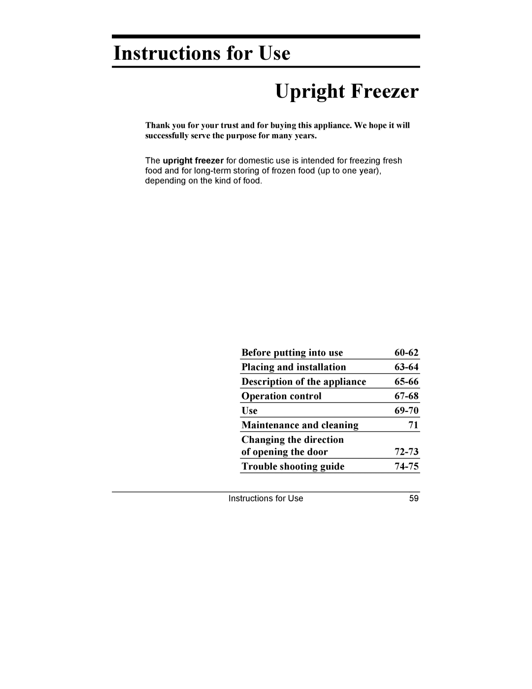 Smeg CV10B manual Instructions for Use Upright Freezer 