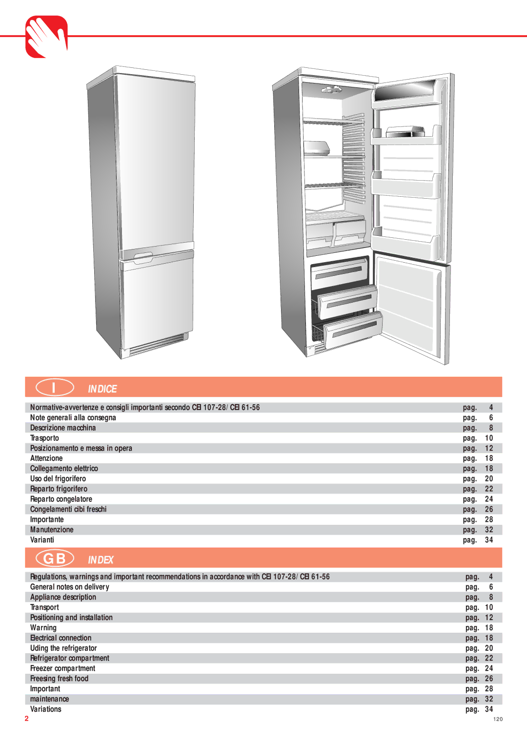 Smeg CW350RX manual Indice, Index 