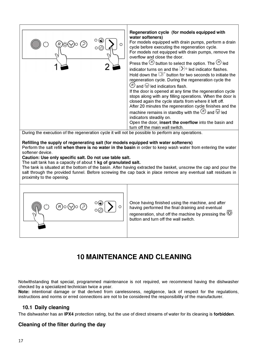 Smeg CW400RSD, CW400BSD, CW350SD, CW350BS Maintenance and Cleaning, Daily cleaning, Cleaning of the filter during the day 