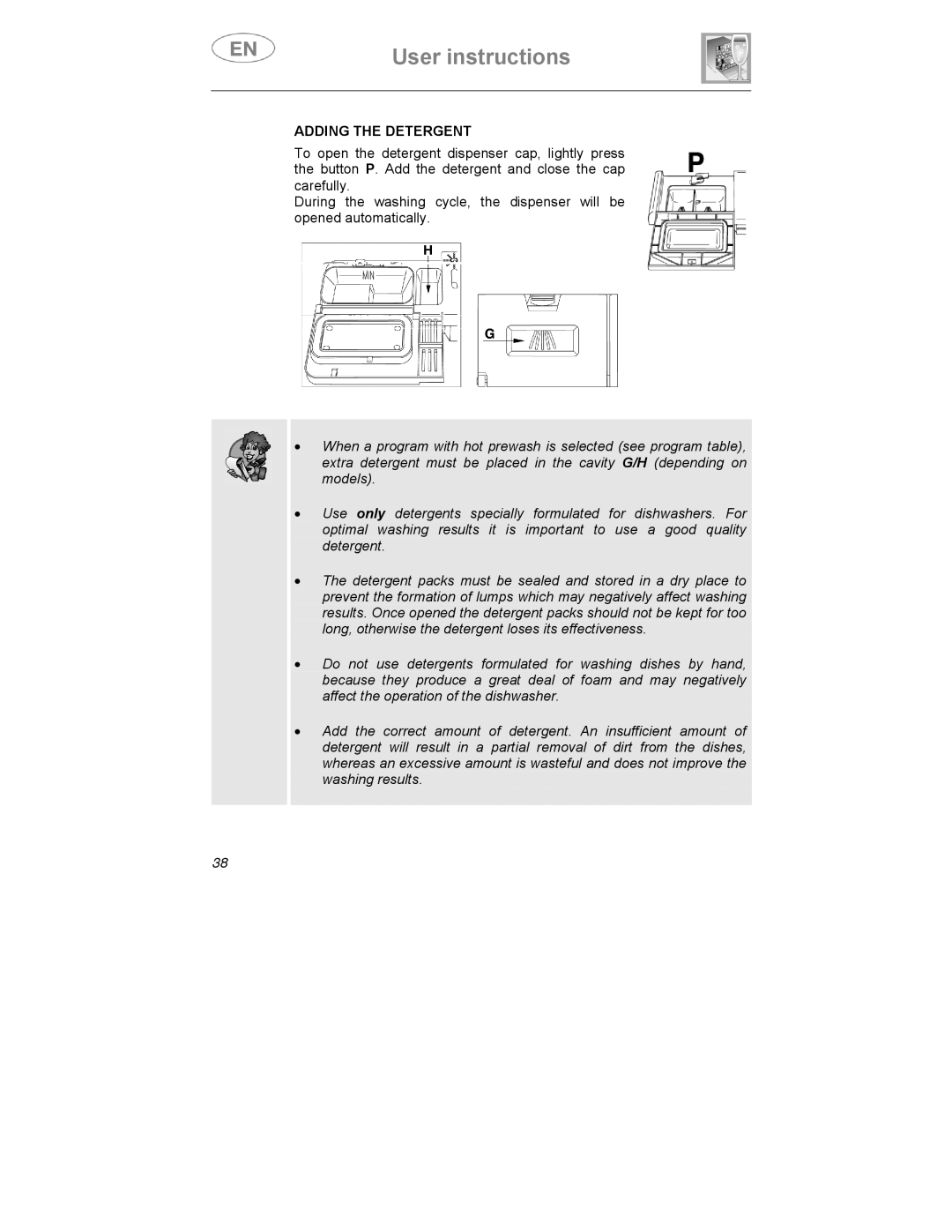 Smeg DD409S manual Adding the Detergent 