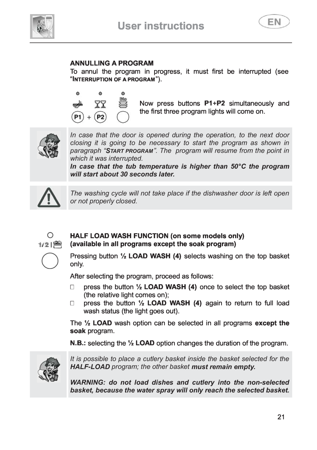 Smeg DD612S7 manual User instructions, Annulling A Program 