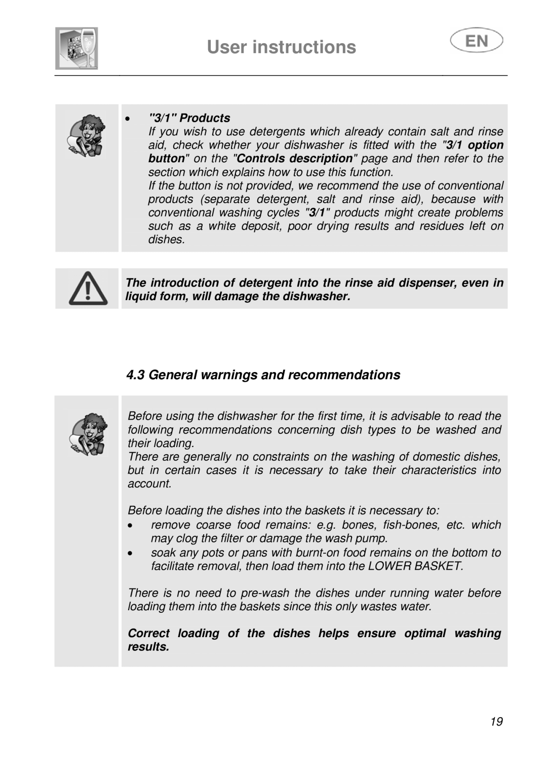 Smeg DF41-7 instruction manual General warnings and recommendations, Products 