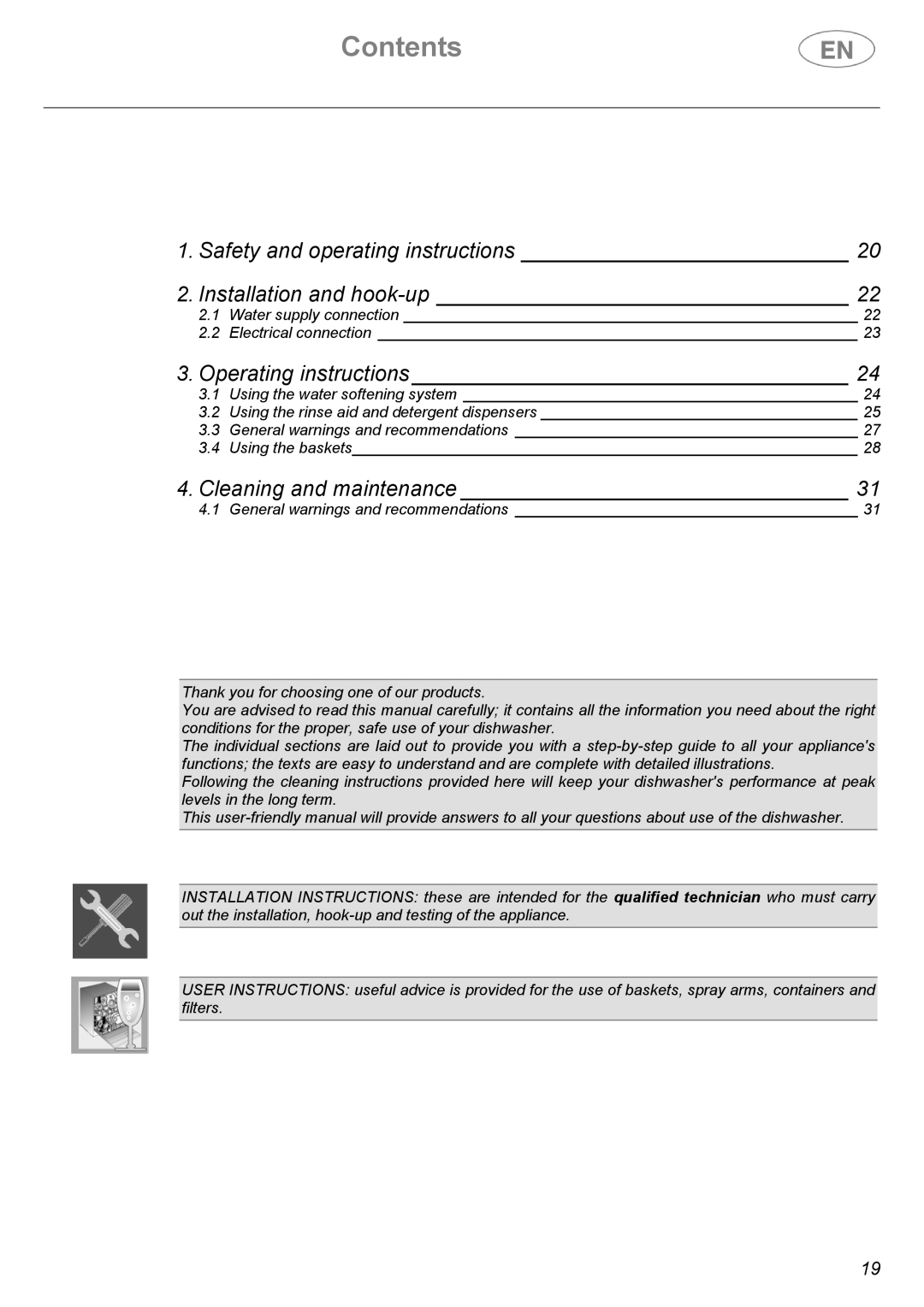 Smeg DF410BL, DF410SF manual Contents 