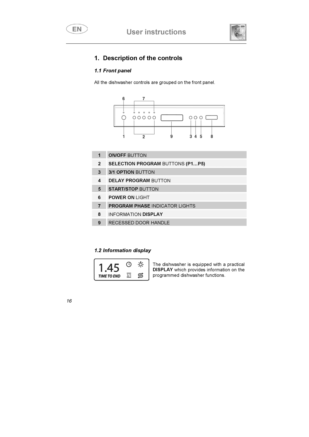 Smeg DF410BL, DF410SF manual User instructions 