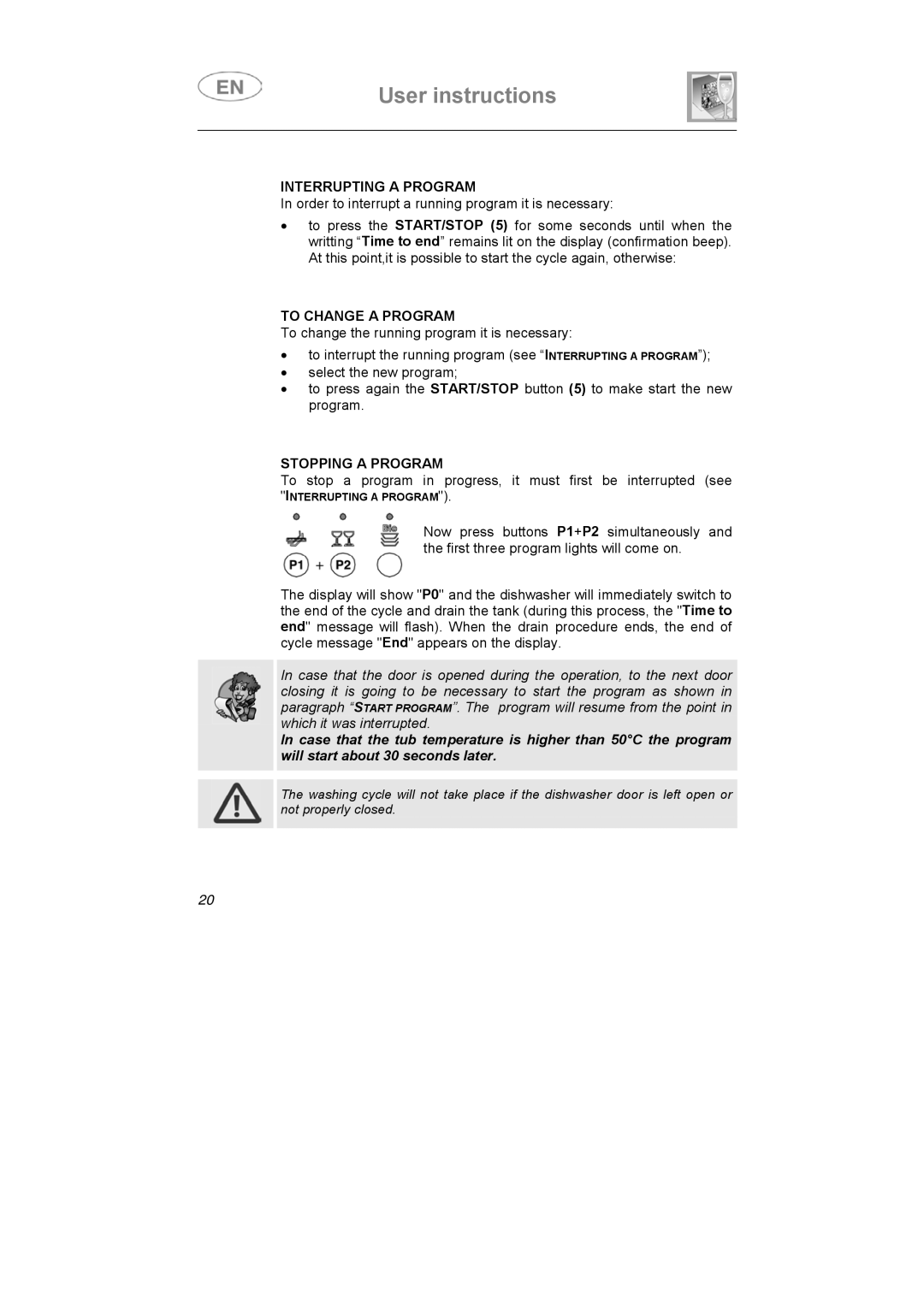 Smeg DF410SF, DF410BL manual Interrupting a Program, To Change a Program, Stopping a Program 