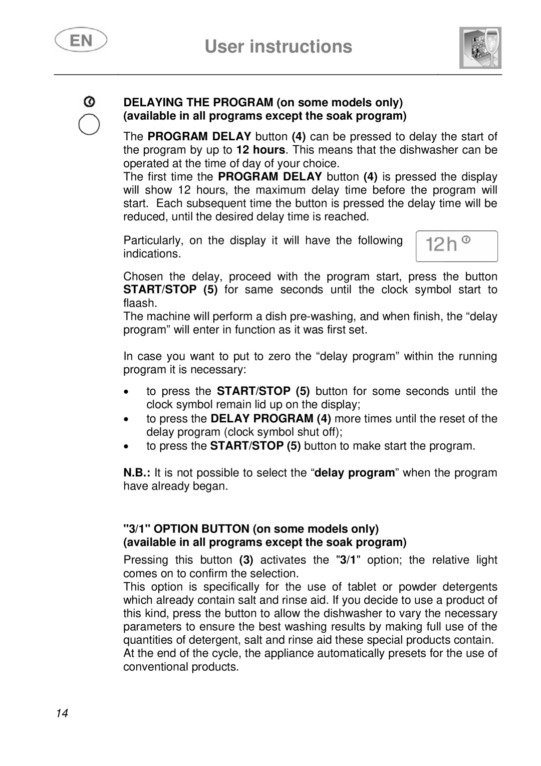 Smeg DF410BL1 instruction manual User instructions 