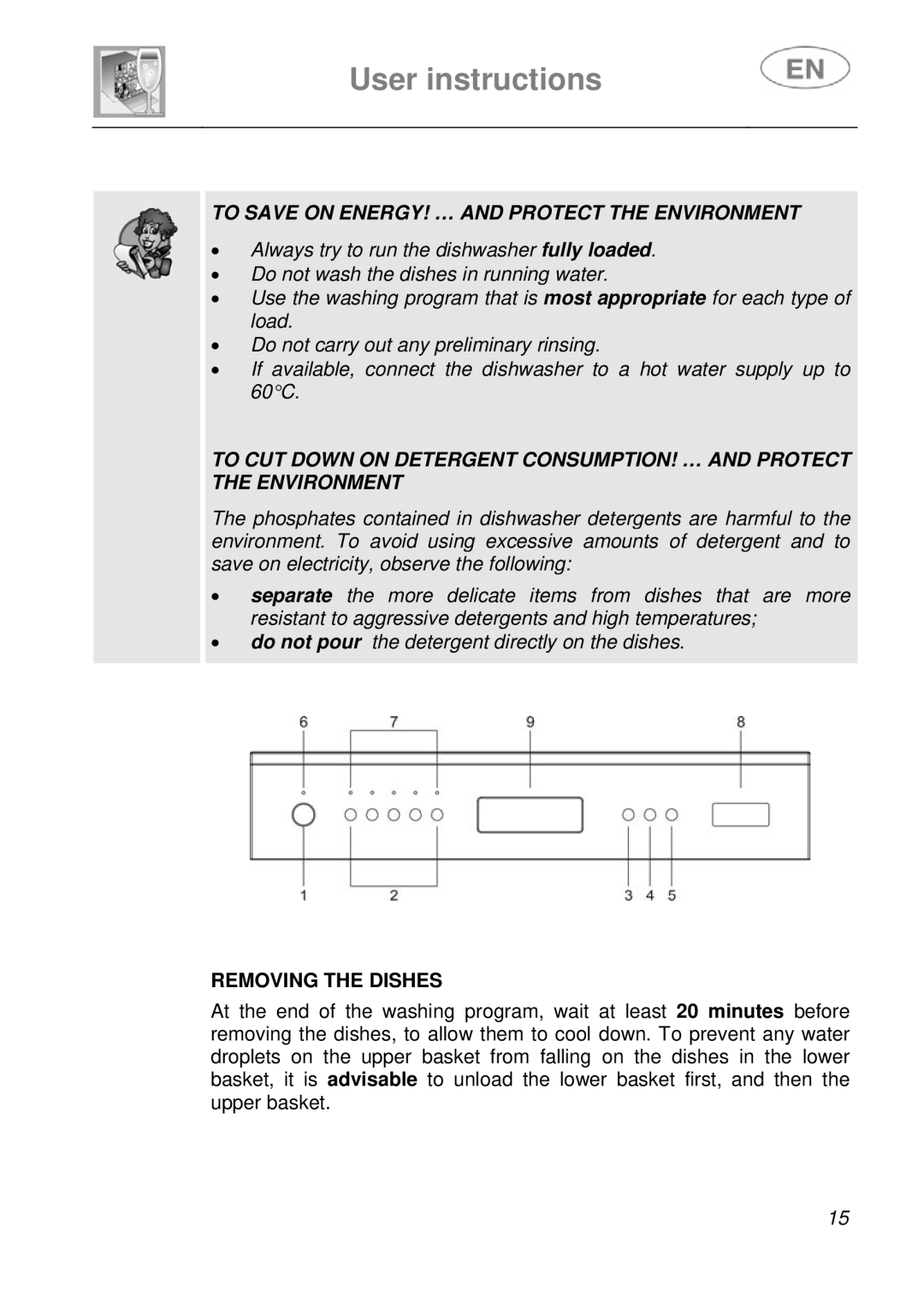 Smeg DF410BL1 instruction manual To Save on ENERGY! … and Protect the Environment, Removing the Dishes 