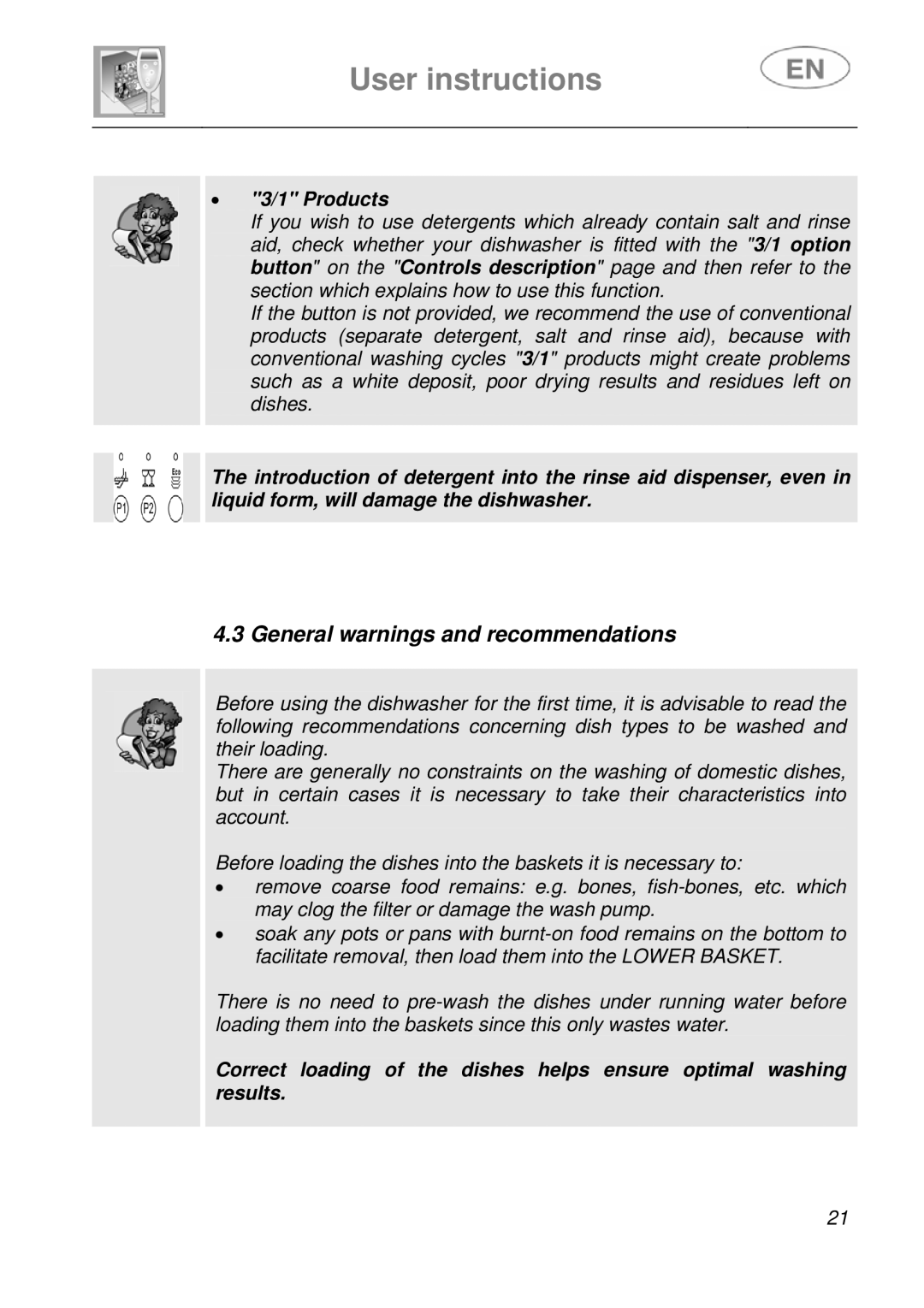 Smeg DF410BL1 instruction manual General warnings and recommendations, Products 