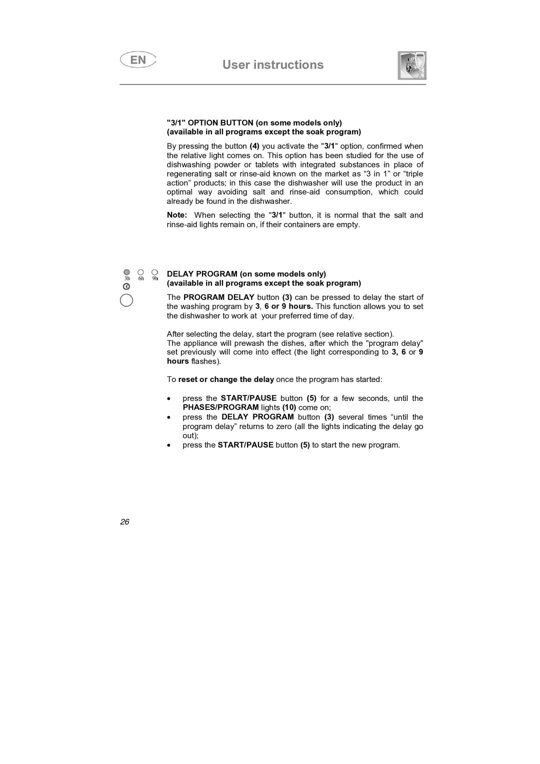 Smeg DF612S7, DF612SE7 manual User instructions 