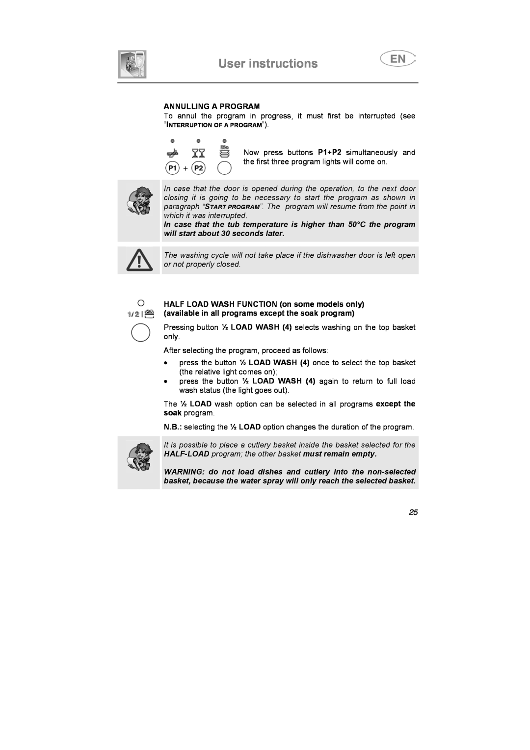 Smeg DF612SE7, DF612S7 manual User instructions, Annulling A Program 