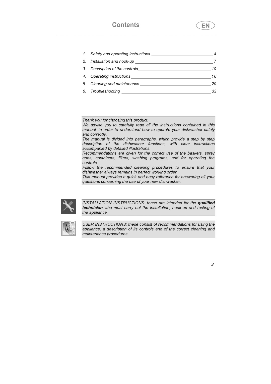 Smeg DF614FAS7, DF614BE instruction manual Contents 