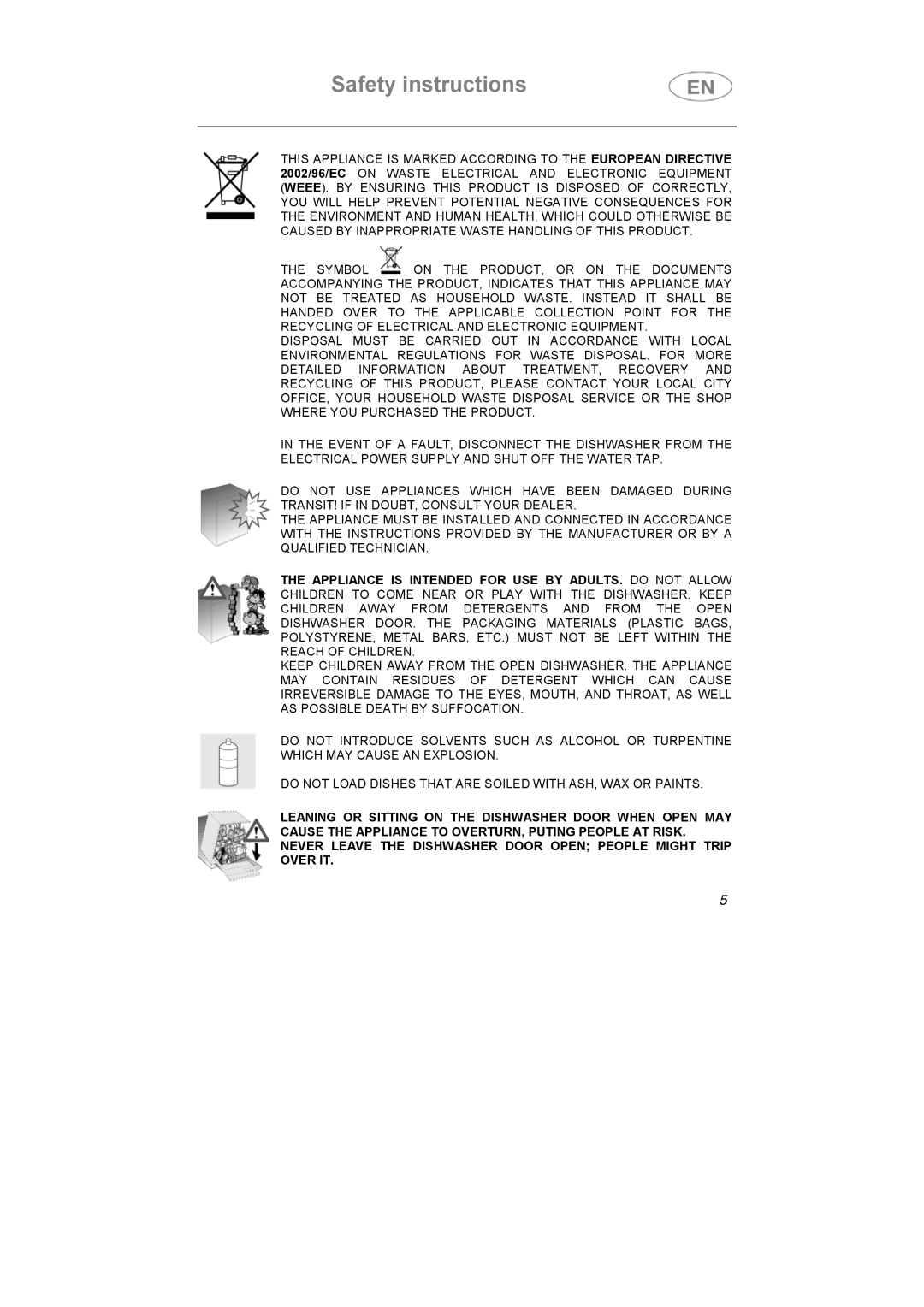 Smeg DF614BE, DF614FAS7 instruction manual Safety instructions 