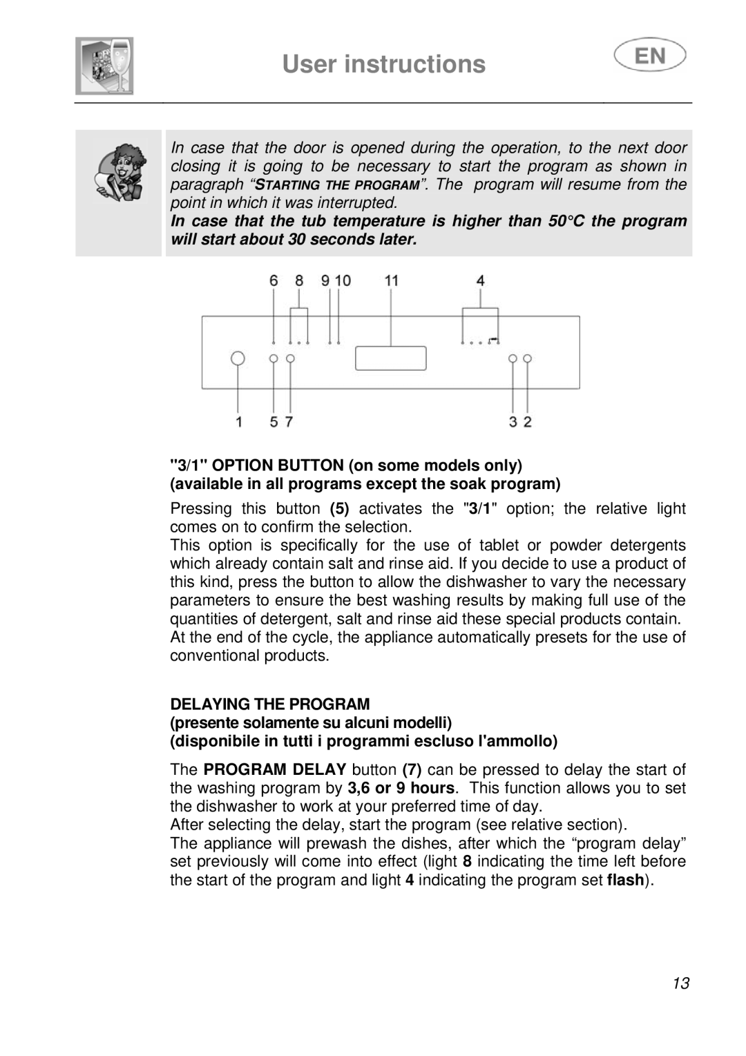 Smeg DFC612BK, DFC612S instruction manual Delaying the Program 